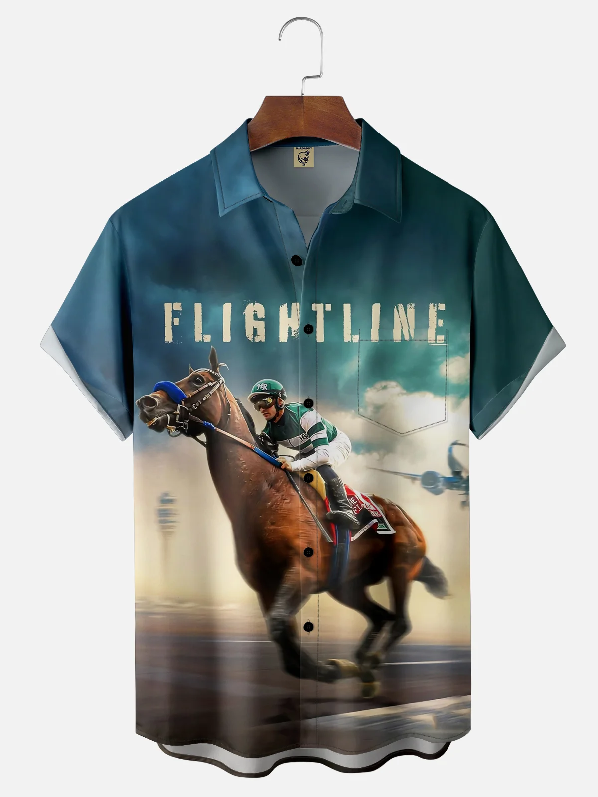 Moisture-wicking Kentucky Derby Horse Racing Chest Pocket Casual Shirt