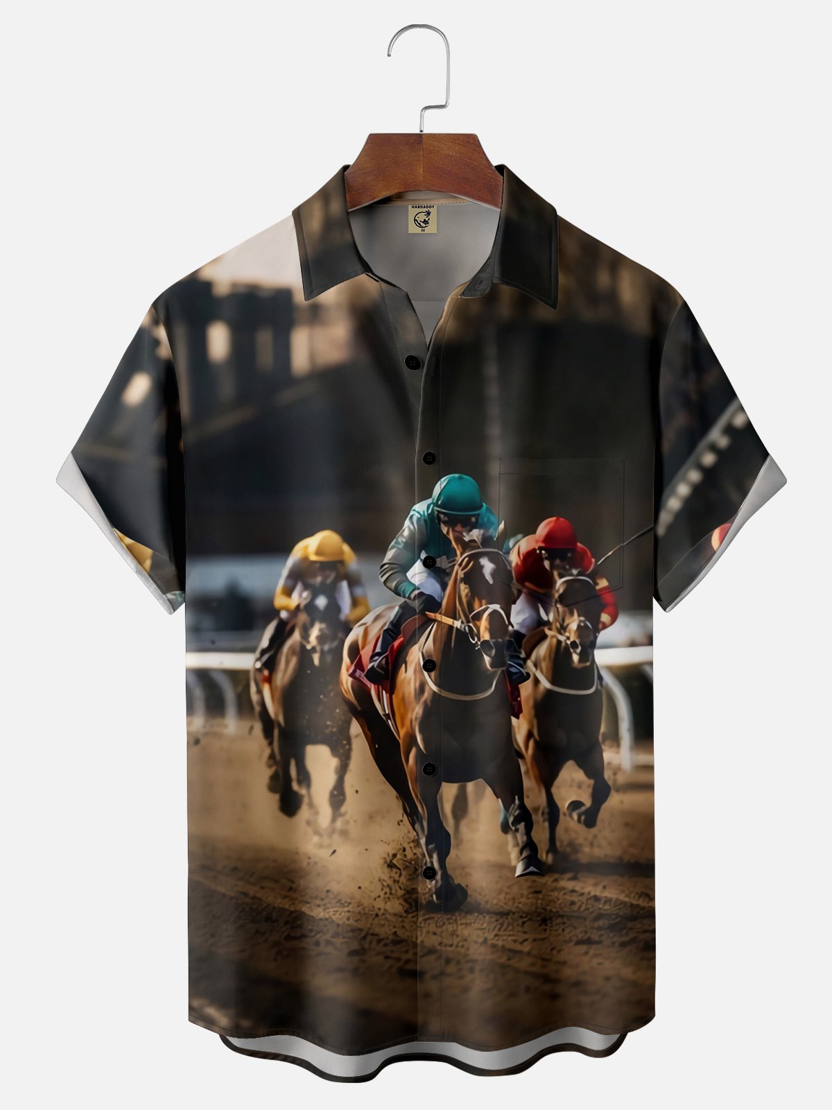 Moisture-wicking Kentucky Derby Horse Racing Chest Pocket Casual Shirt