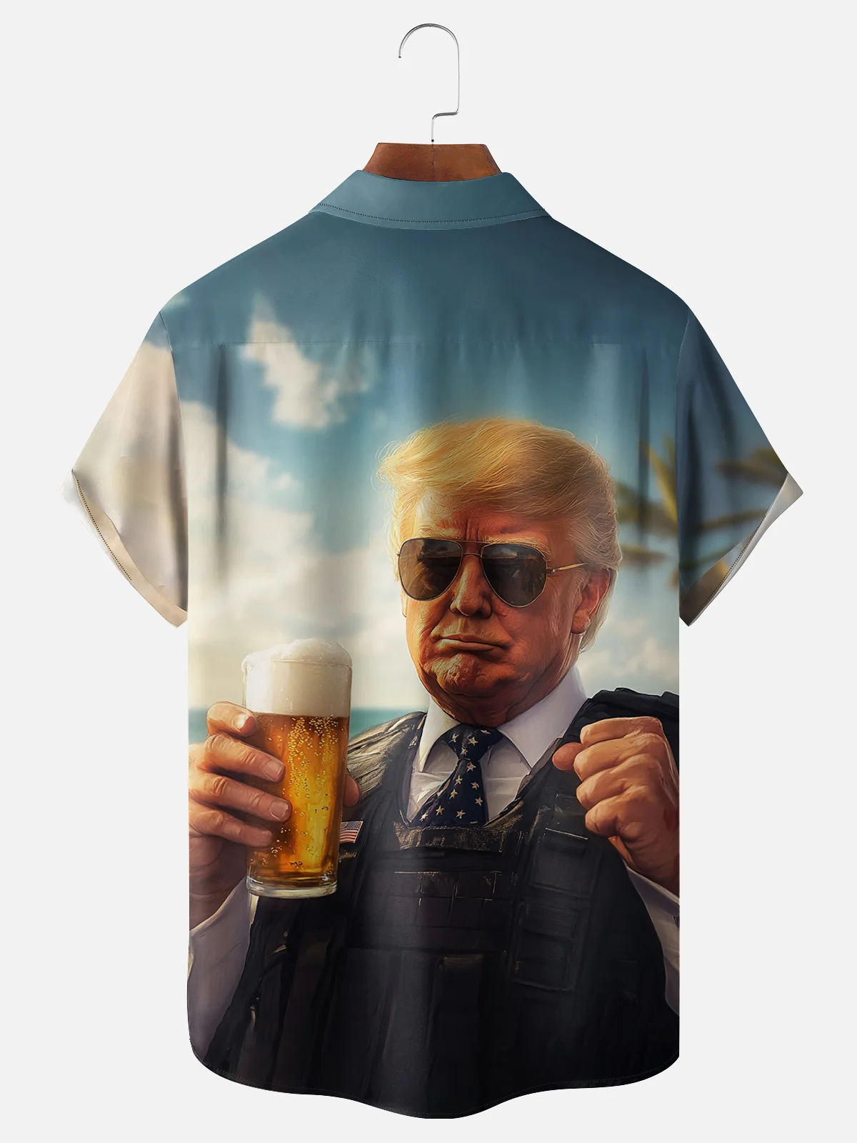 Moisture-wicking Trump Art "It's 5 o'clock" Chest Pocket Casual Shirt