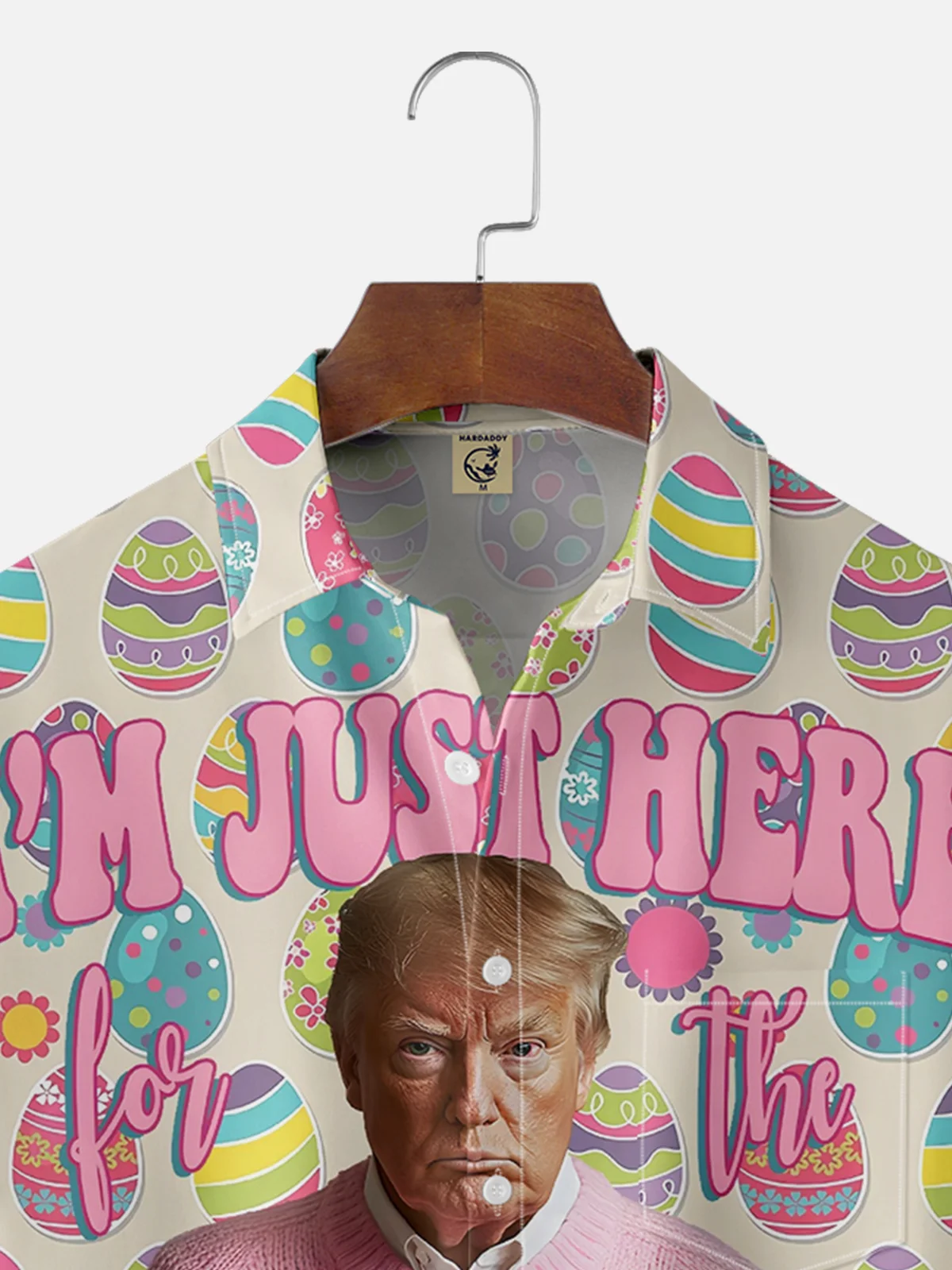 Moisture-wicking Easter Trump "I'm Just Here for the Deviled Eggs" Chest Pocket Casual Shirt