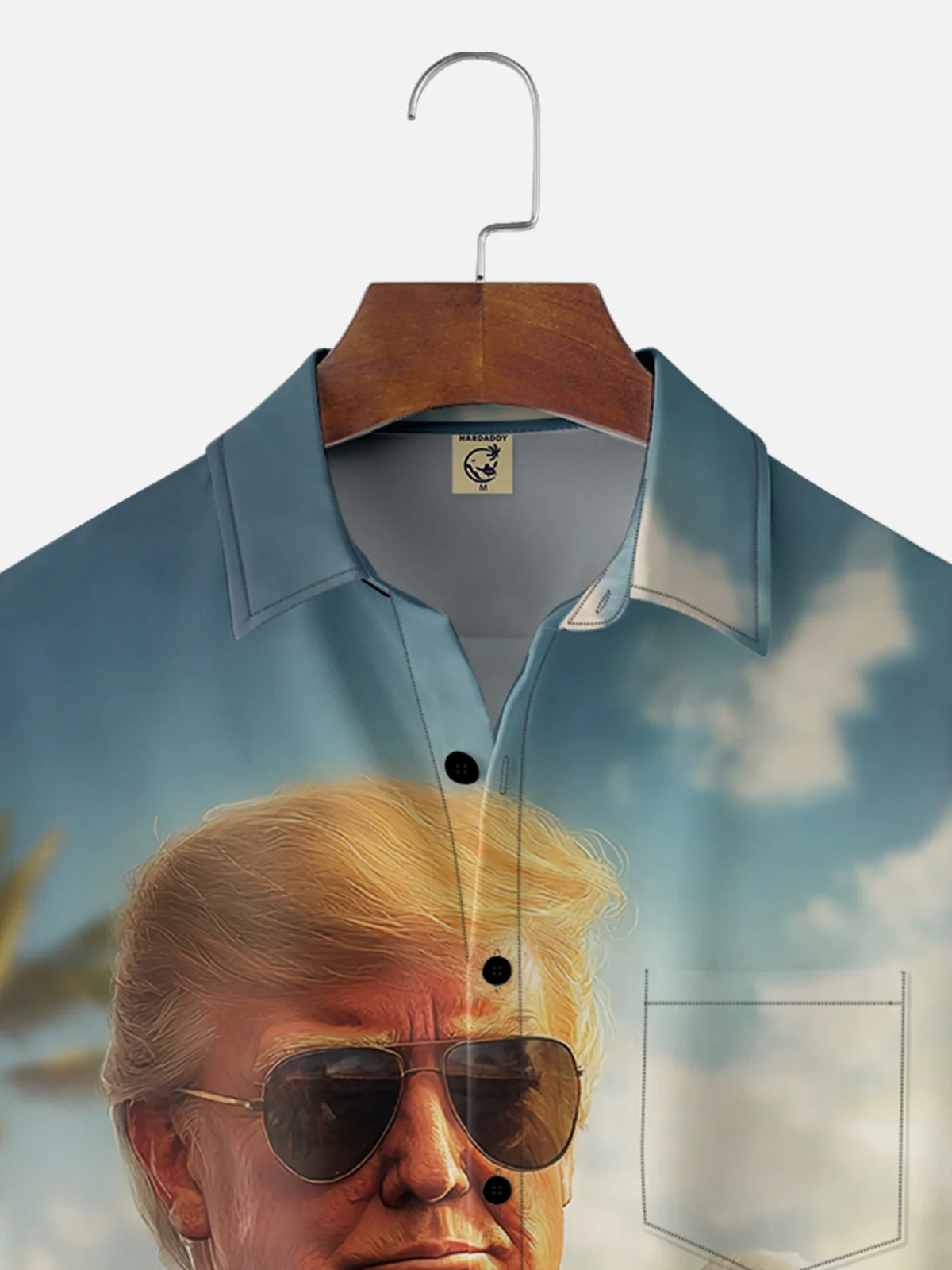 Moisture-wicking Trump Art "It's 5 o'clock" Chest Pocket Casual Shirt