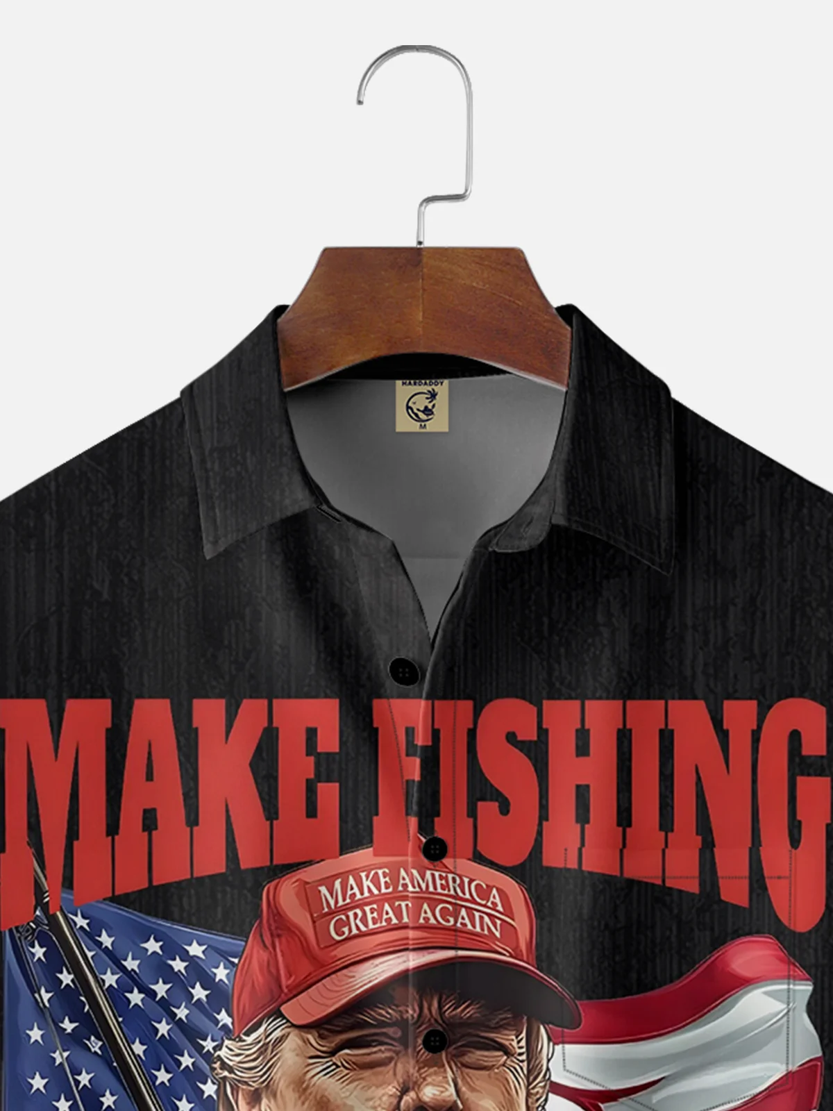 Moisture-wicking Trump Art "Make Fishing Great Again" Chest Pocket Casual Shirt