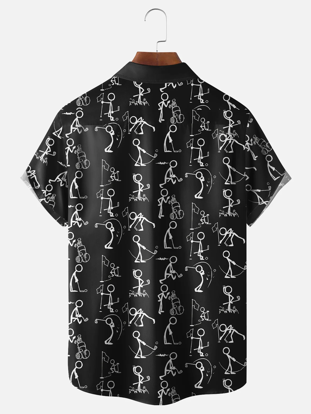 Moisture-wicking Abstract Line Drawing Golf Chest Pocket Casual Shirt