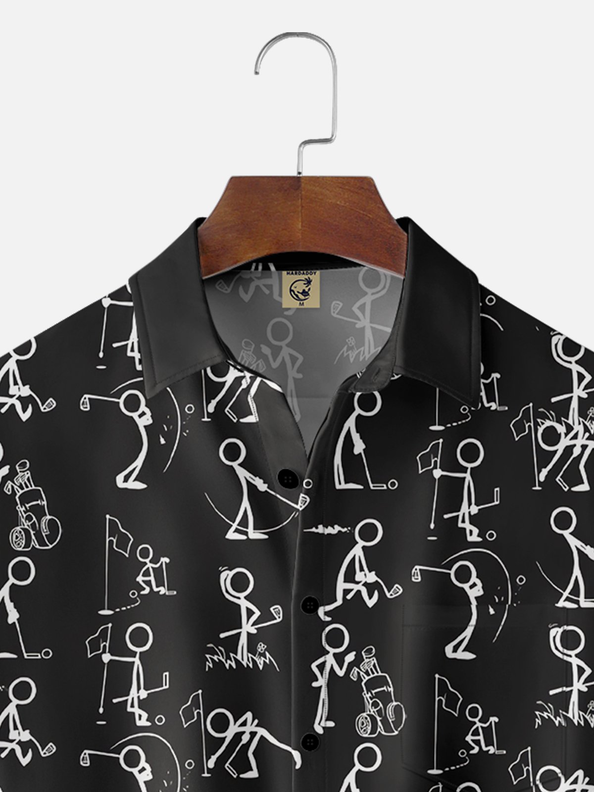 Moisture-wicking Abstract Line Drawing Golf Chest Pocket Casual Shirt