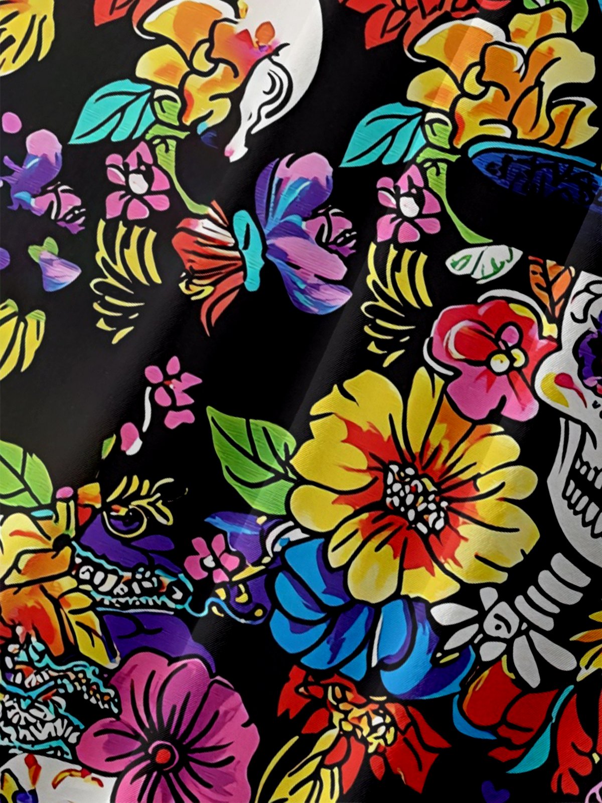 Moisture-wicking Cinco de Mayo Day of the Dead Mexican Skull Chest Pocket Casual Shirt