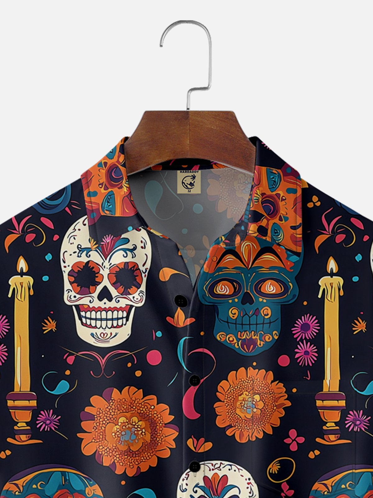 Moisture-wicking Cinco de Mayo Day of the Dead Mexican Skull Guitar Chest Pocket Casual Shirt