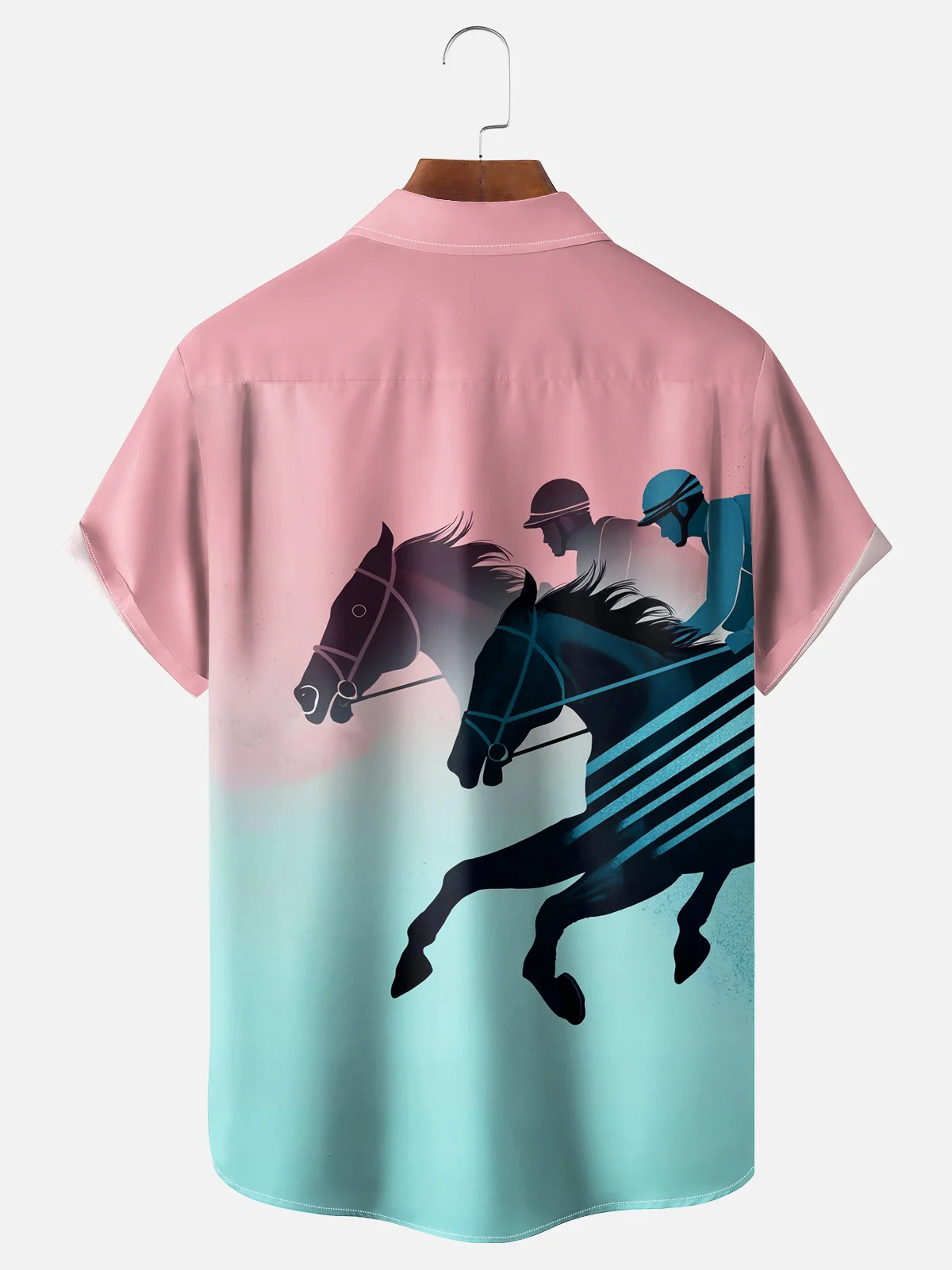 Moisture-wicking Kentucky Derby Race Day Horse Chest Pocket Casual Shirt