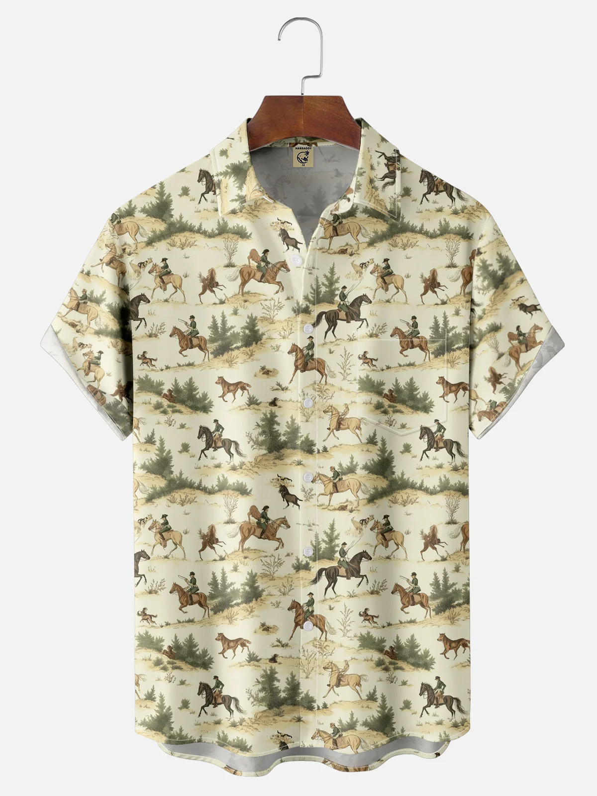 Moisture-wicking Western Cowboy Horse Kentucky Derby Chest Pocket Casual Shirt