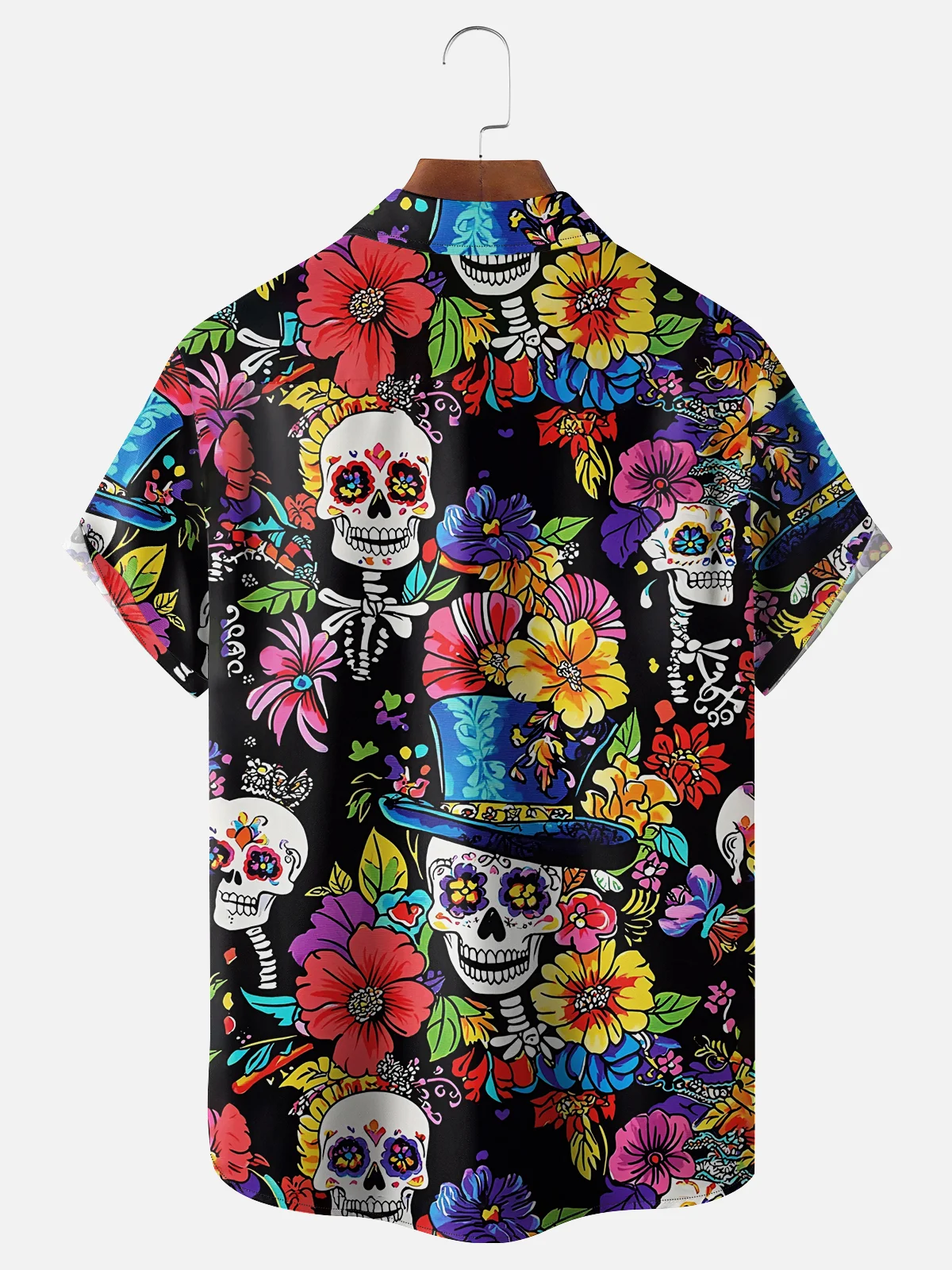Moisture-wicking Cinco de Mayo Day of the Dead Mexican Skull Chest Pocket Casual Shirt