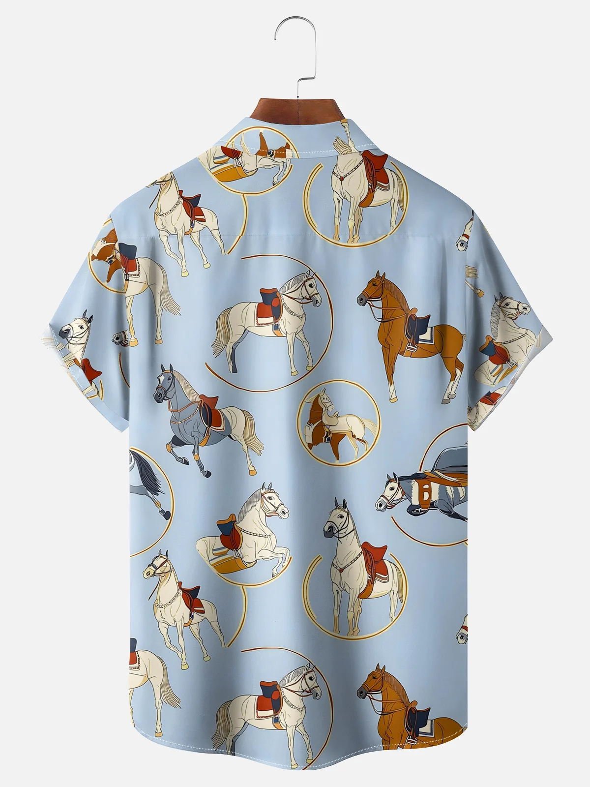 Moisture-wicking Kentucky Derby Horse Race Chest Pocket Casual Shirt