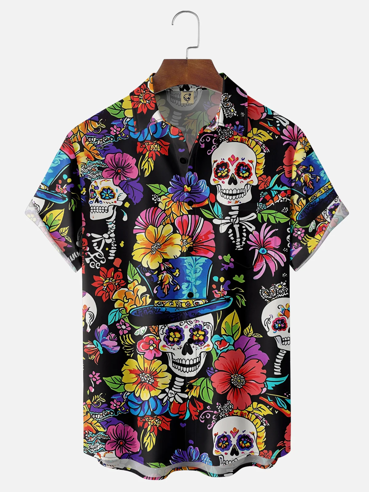 Moisture-wicking Cinco de Mayo Day of the Dead Mexican Skull Chest Pocket Casual Shirt