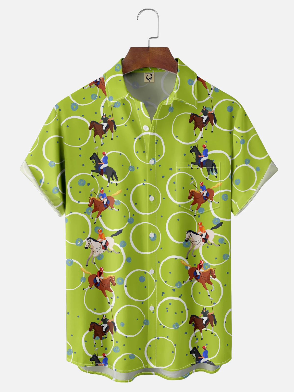 Moisture-wicking Kentucky Derby Horse Racing Chest Pocket Casual Shirt