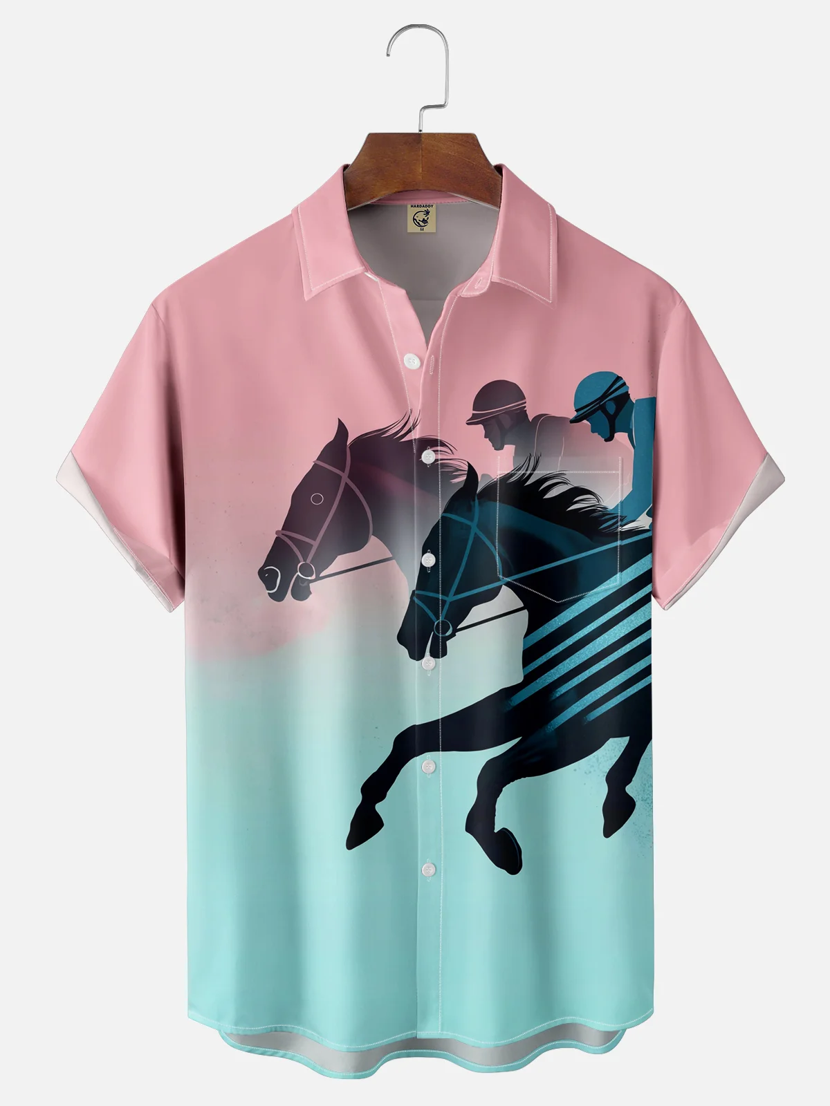 Moisture-wicking Kentucky Derby Race Day Horse Chest Pocket Casual Shirt