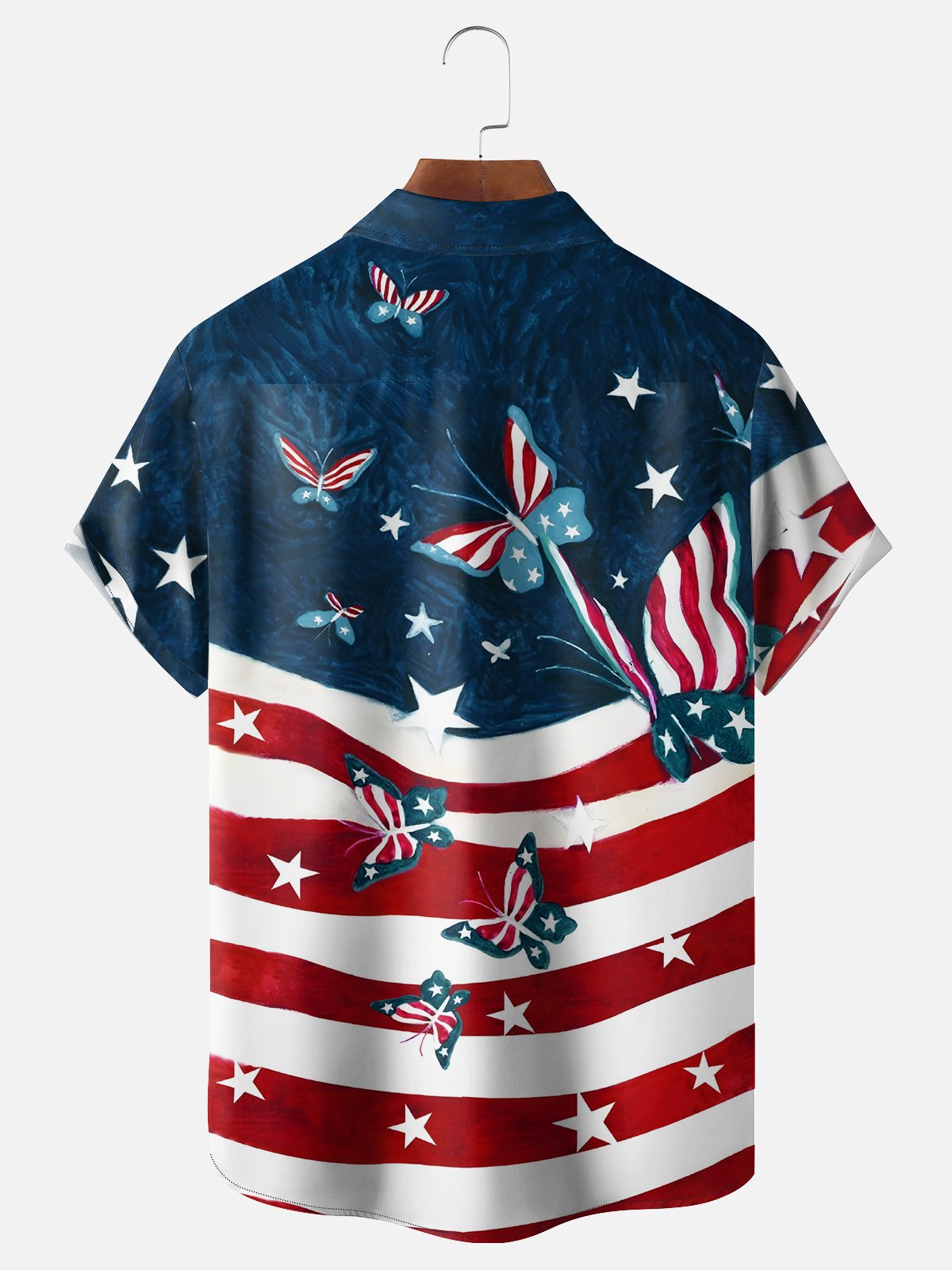 Moisture-wicking American Flag Pride Bigfoot Chest Pocket Casual Shirt