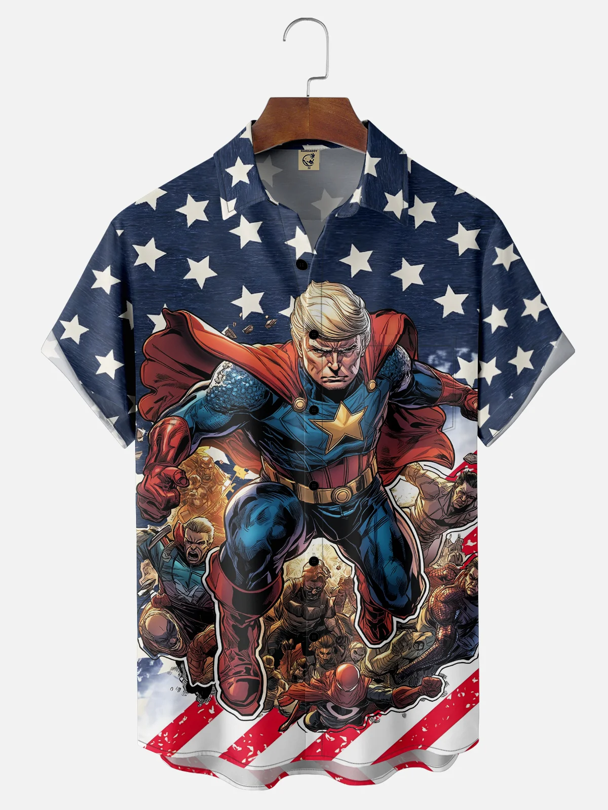 Moisture-wicking Superman Trump Make America Great Again Chest Pocket Casual Shirt