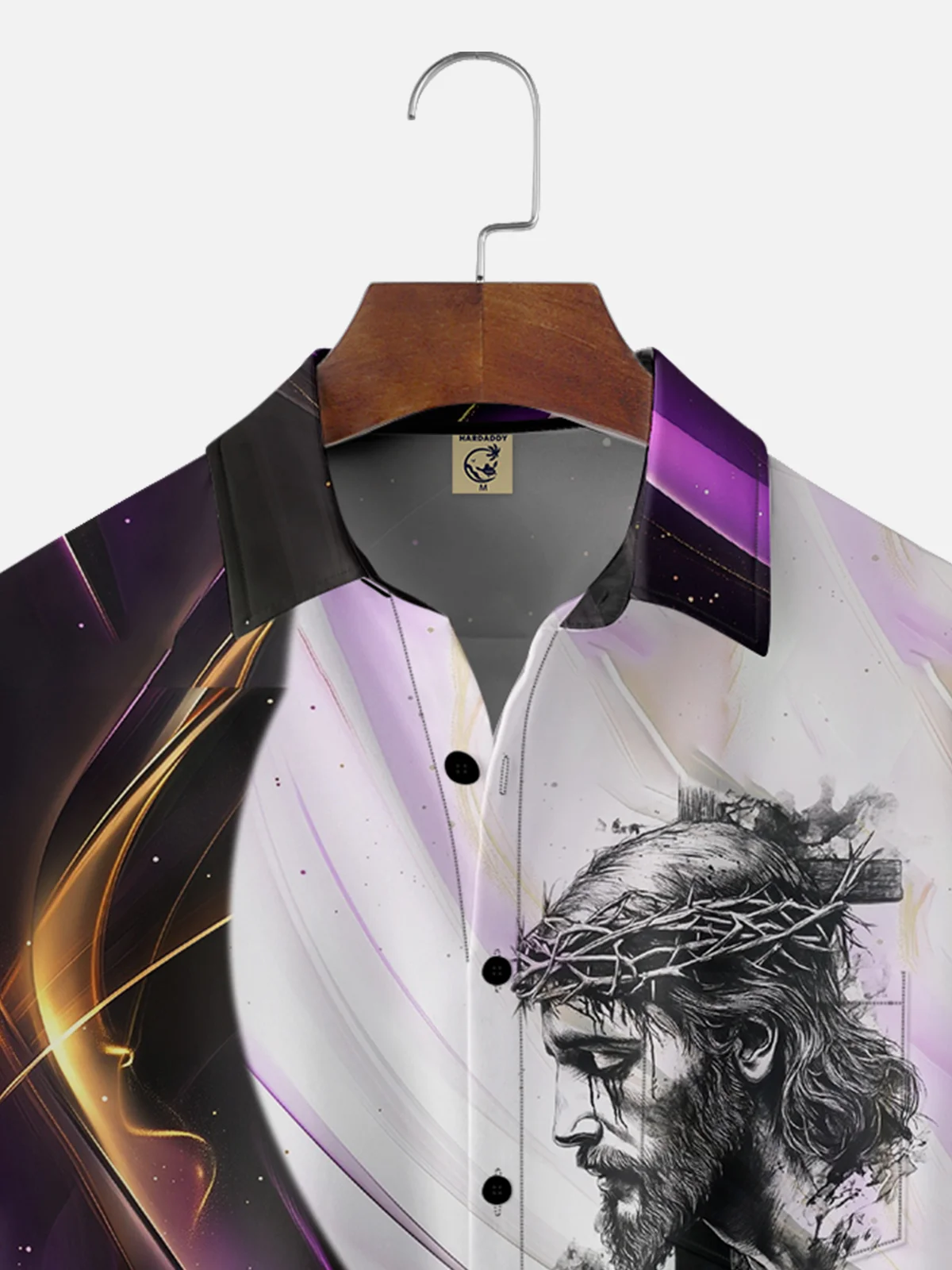 Moisture-wicking Gradient Geomatric Easter Jesus Christ Chest Pocket Casual Shirt