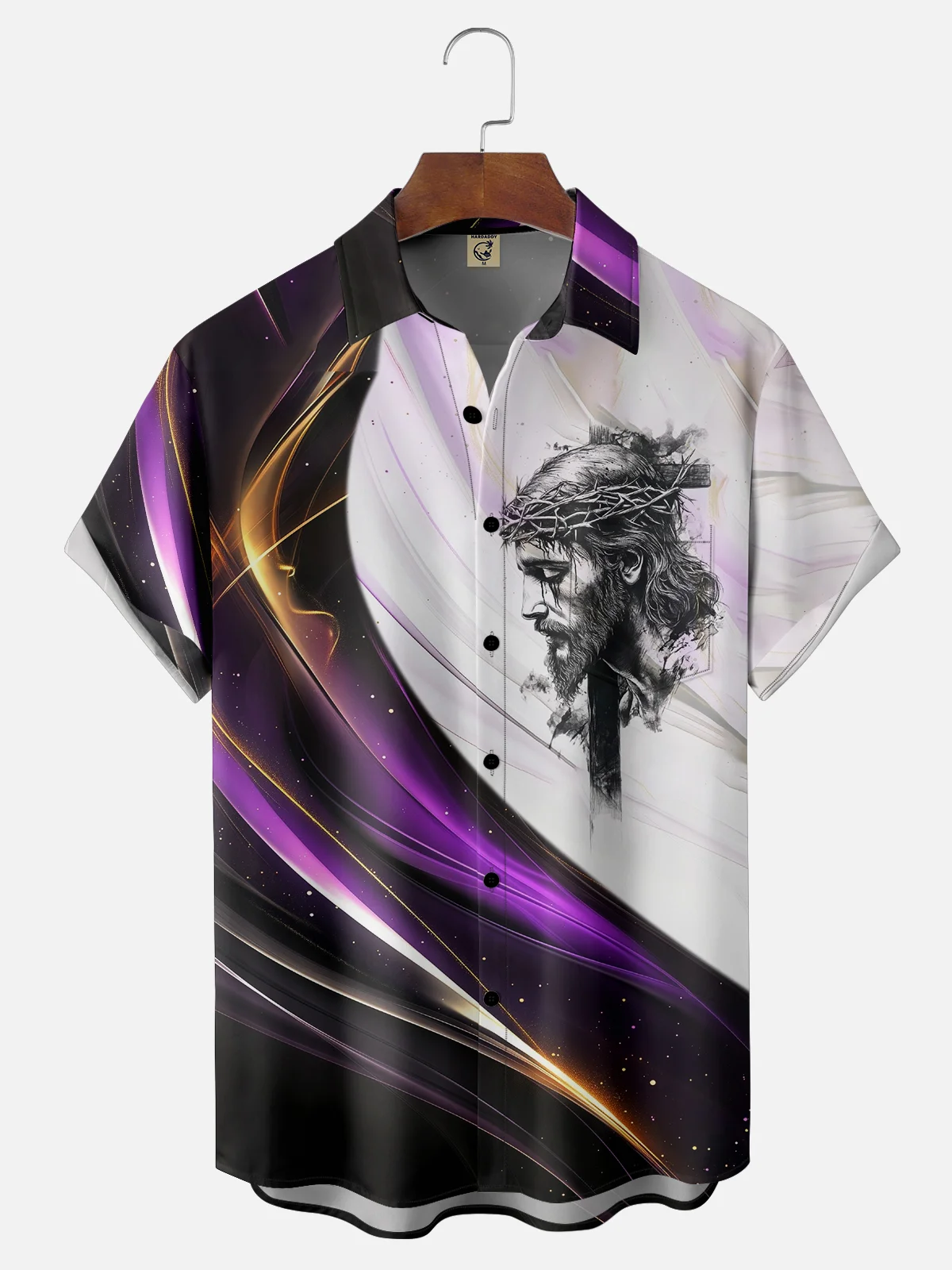 Moisture-wicking Gradient Geomatric Easter Jesus Christ Chest Pocket Casual Shirt