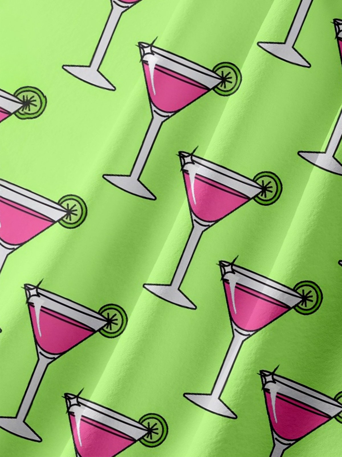 Moisture-wicking Funky Cocktail Chest Pocket Hawaiian Shirt