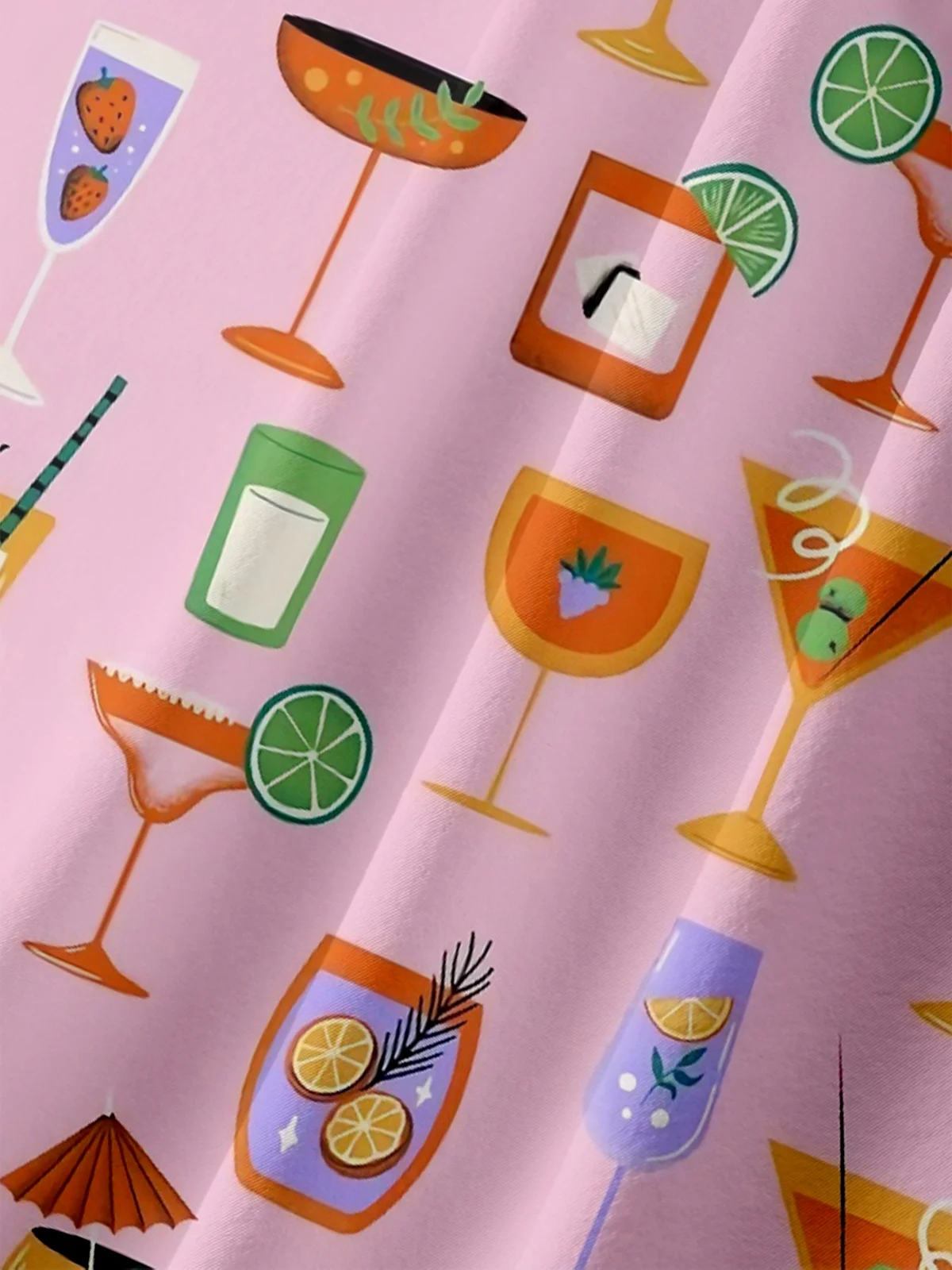 Moisture-wicking Funky Cocktail Chest Pocket Hawaiian Shirt