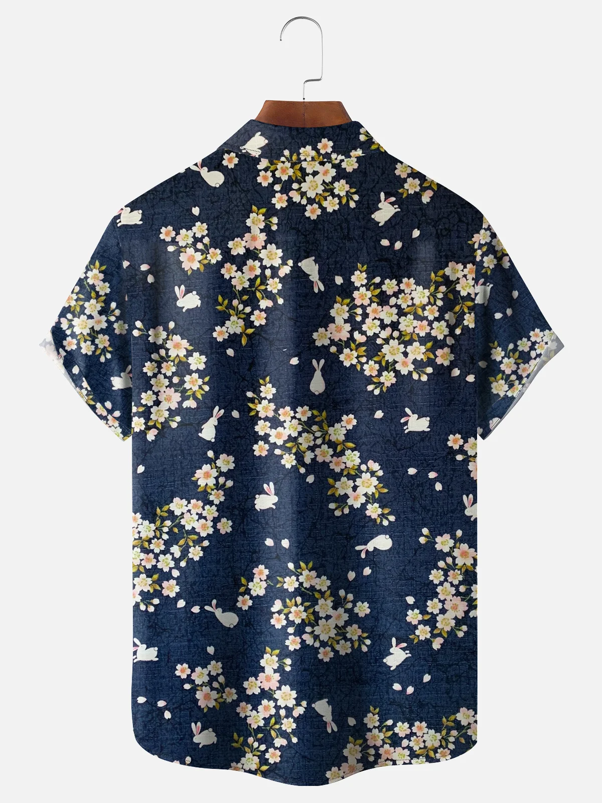 Moisture-wicking Sakura Bunny Rabbit Chest Pocket Hawaiian Shirt