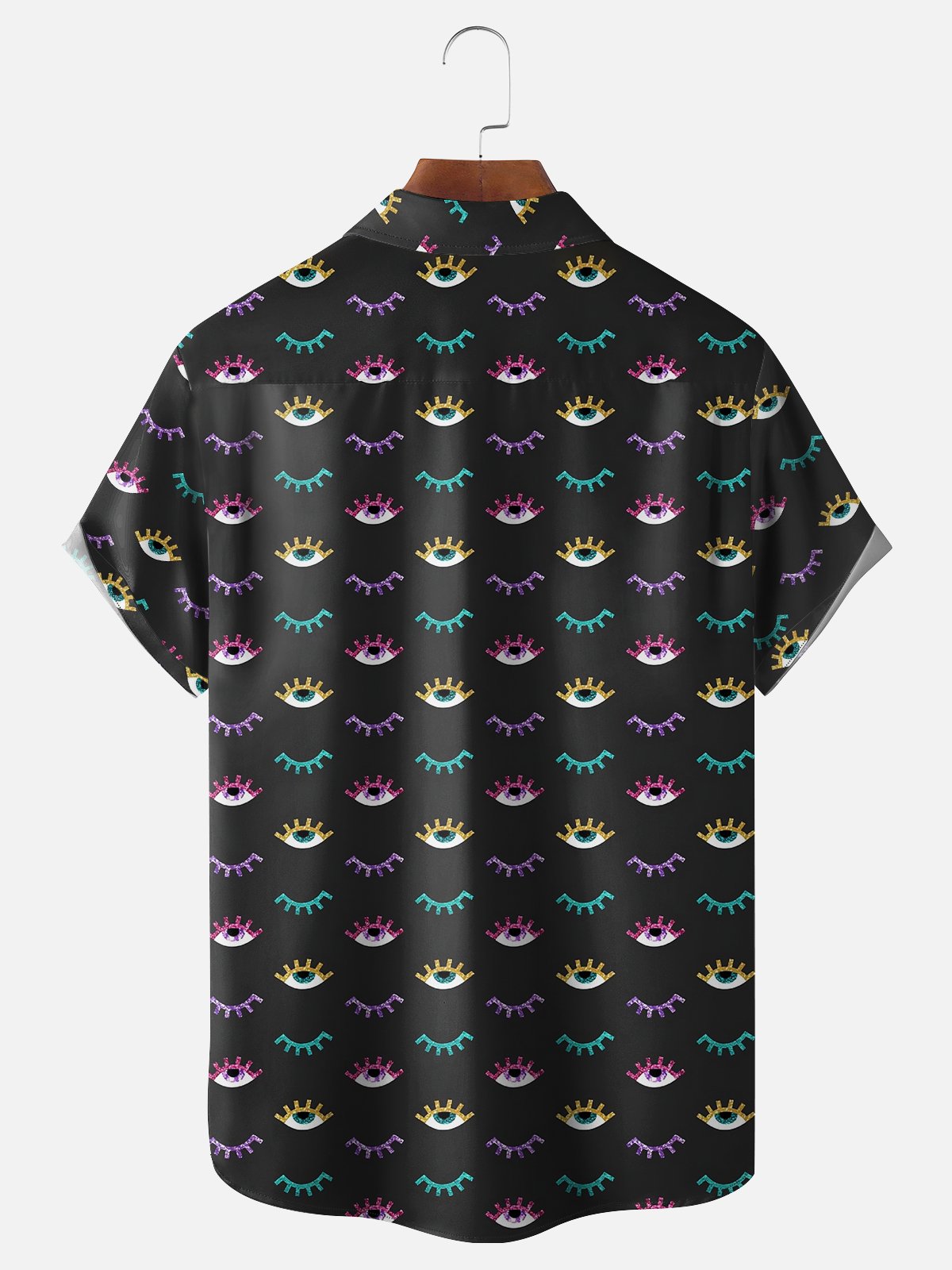 Moisture-wicking Eyes Chest Pocket Casual Preppy Shirt