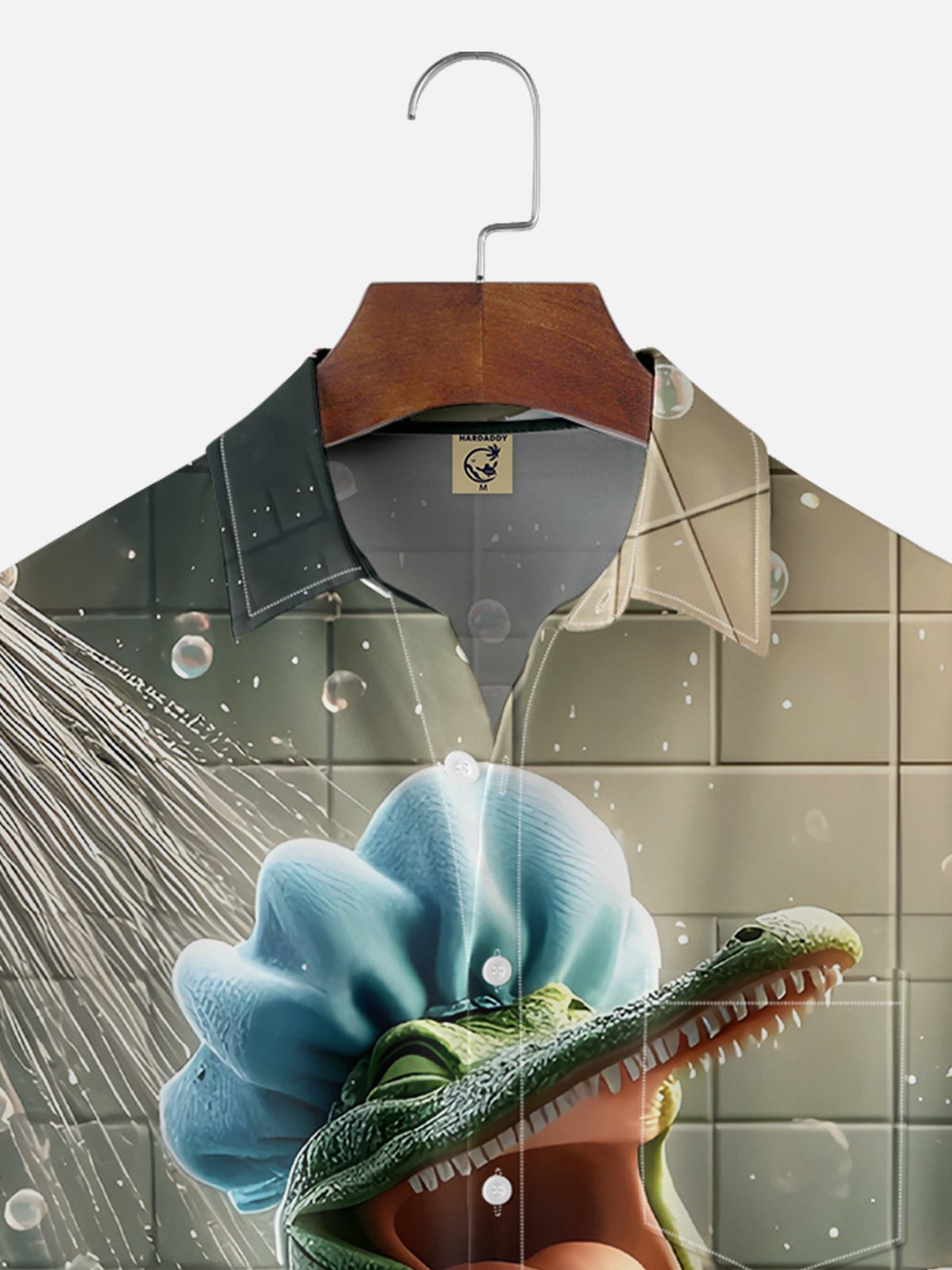 Moisture-wicking Fun Alligator Bath Art Chest Pocket Hawaiian Shirt