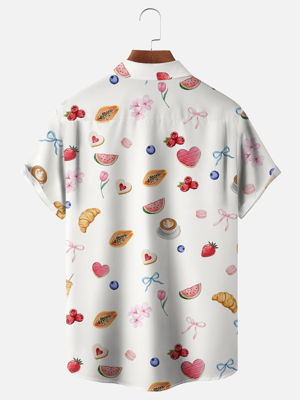 Moisture-wicking Fun Fruit Printed Avant-garde Chest Pocket Casual Shirt