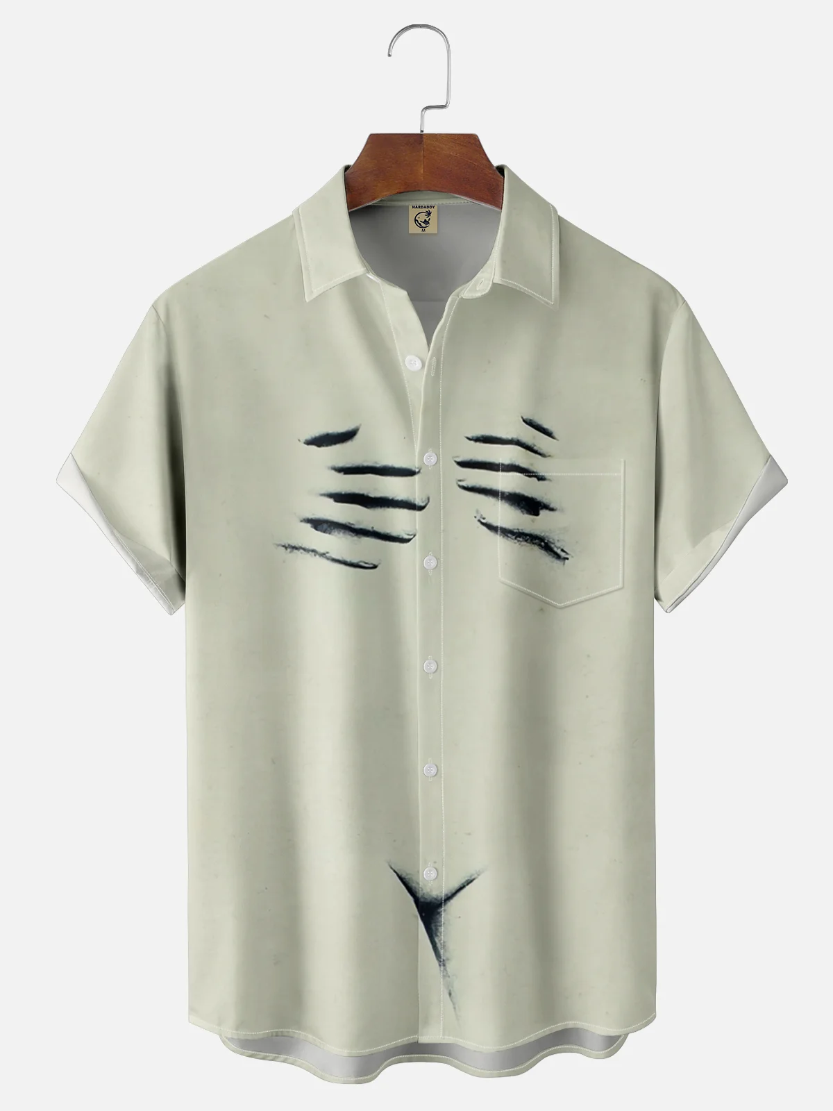 Moisture-wicking Avant-garde Art Body Abstract Print Chest Pocket Casual Shirt