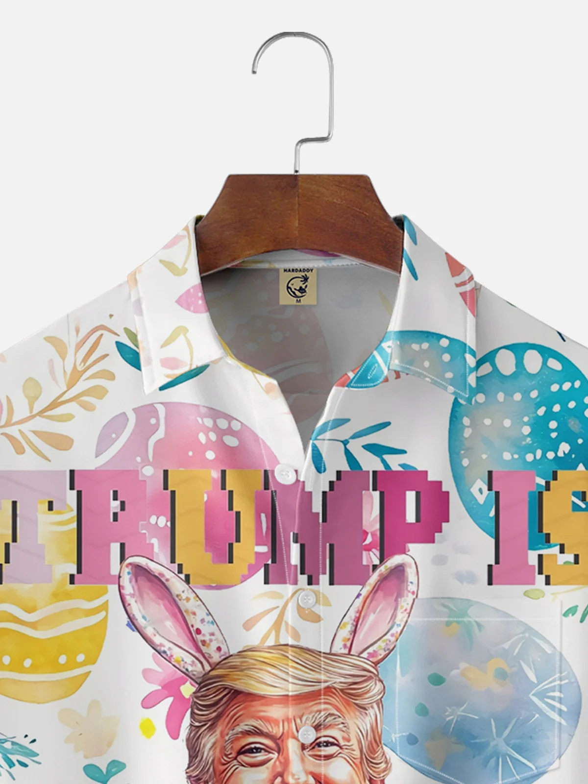 Moisture-wicking Easter Trump Fun Print Chest Pocket Casual Shirt