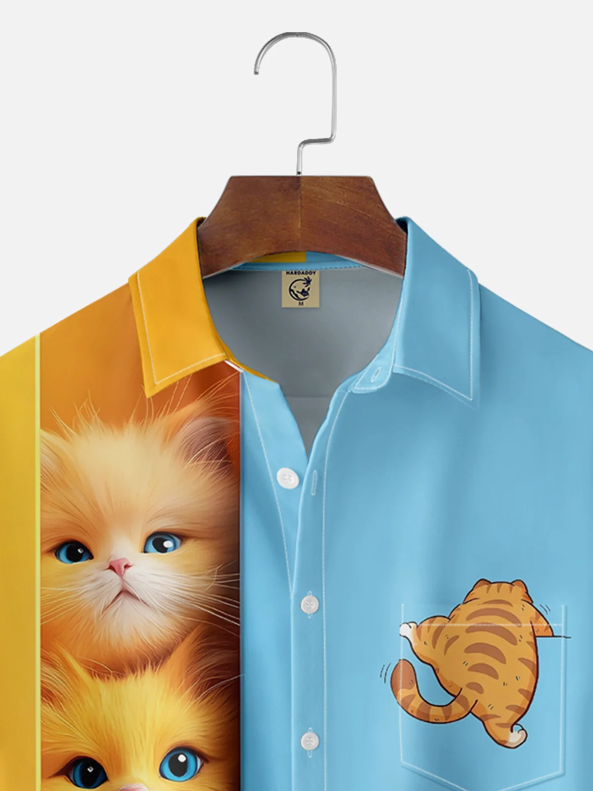 Moisture-wicking Cat Fun Art Young Chest Pocket Bowling Shirt