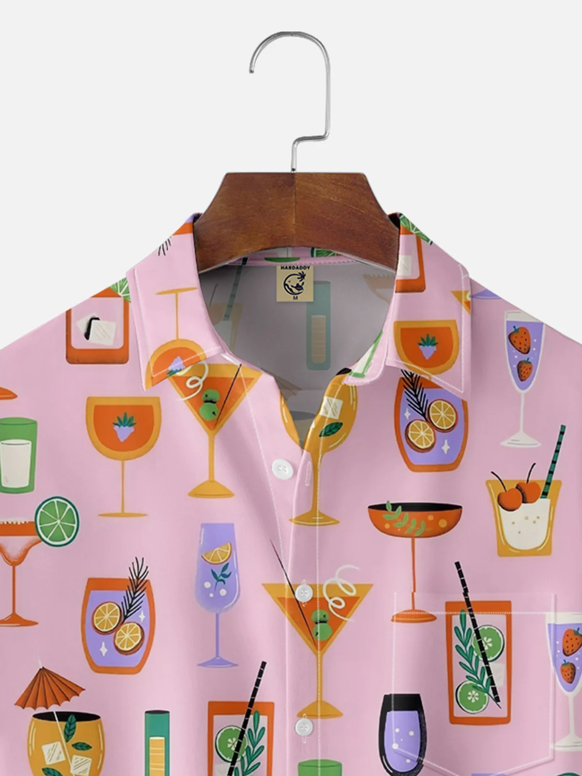 Moisture-wicking Funky Cocktail Chest Pocket Hawaiian Shirt