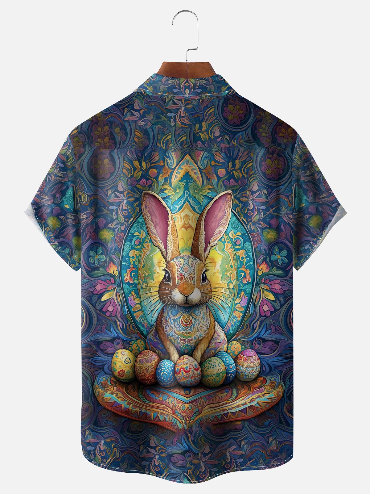 Moisture-wicking Easter Bunny Rabbit Eggs Chest Pocket Casual Shirt