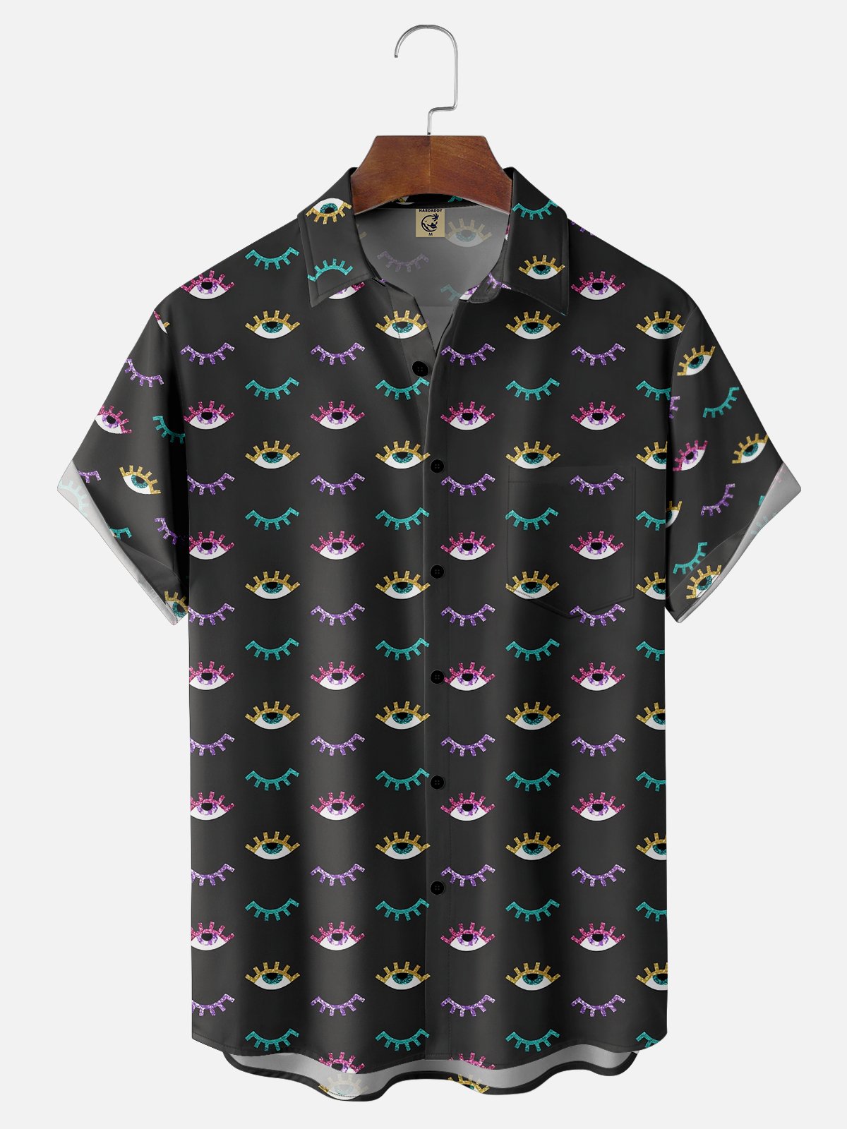 Moisture-wicking Eyes Chest Pocket Casual Preppy Shirt