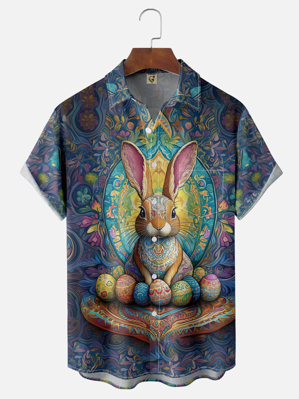 Moisture-wicking Easter Bunny Rabbit Eggs Chest Pocket Casual Shirt