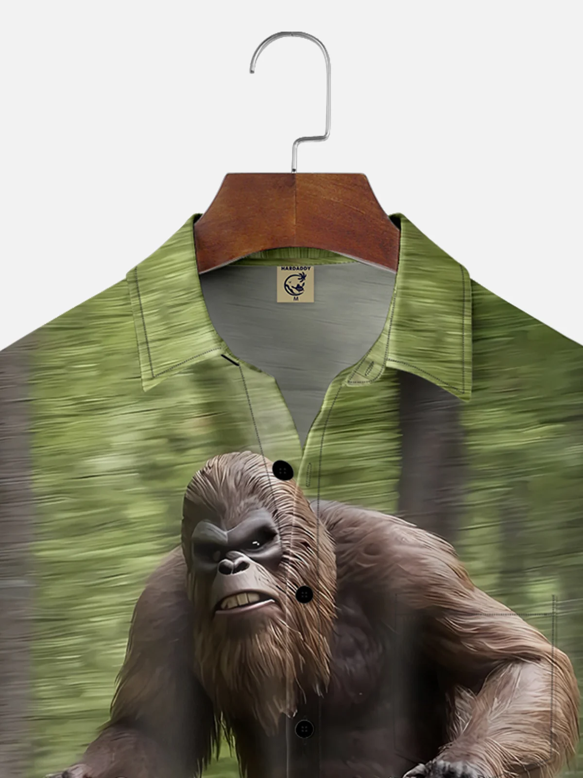 Moisture-wicking Bigfoot Motorcycle Art Fun Chest Pocket Hawaiian Shirt