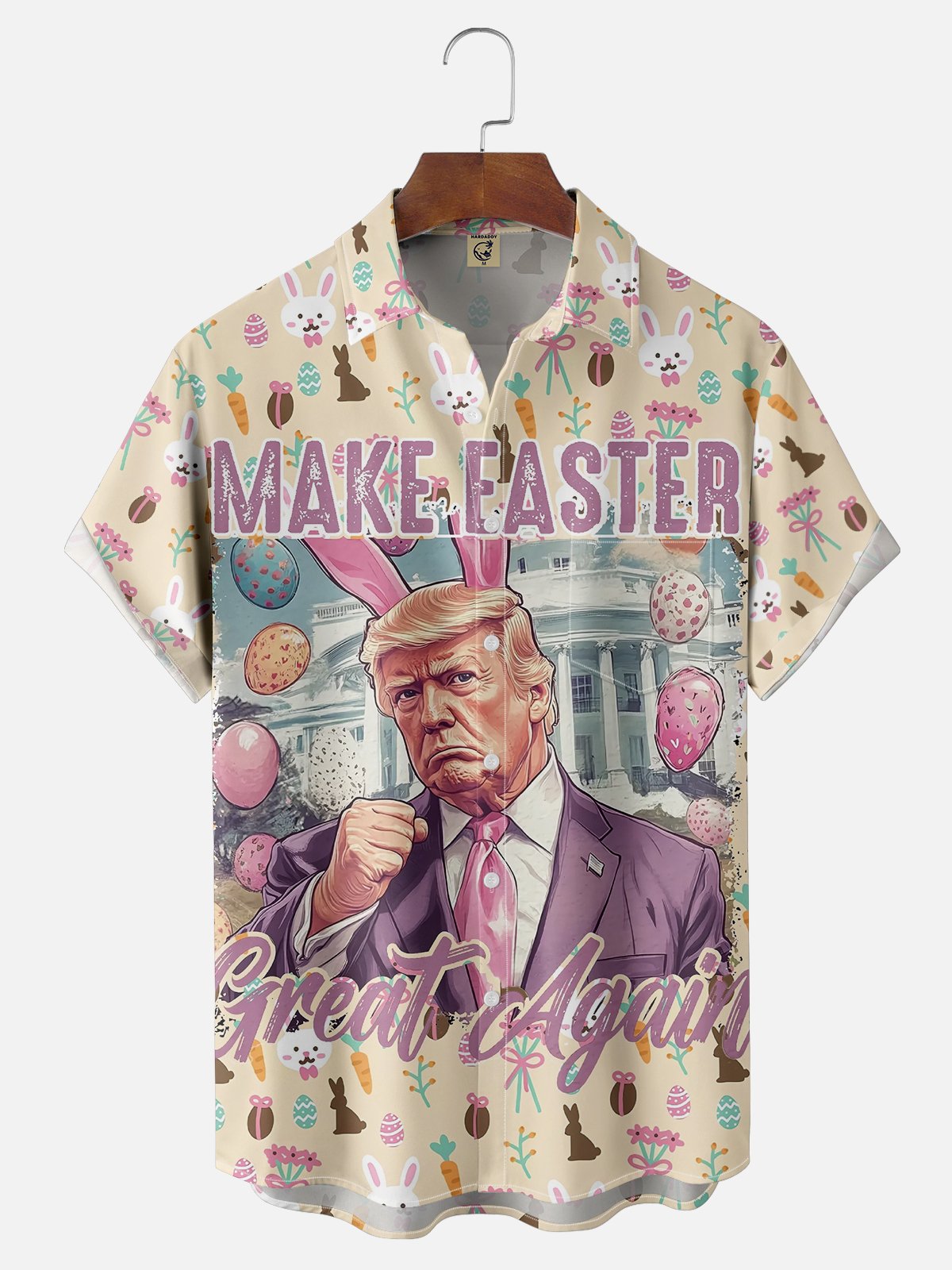 Moisture-wicking Make Easter Great Again Trump Art Avant-garde Chest Pocket Casual Shirt