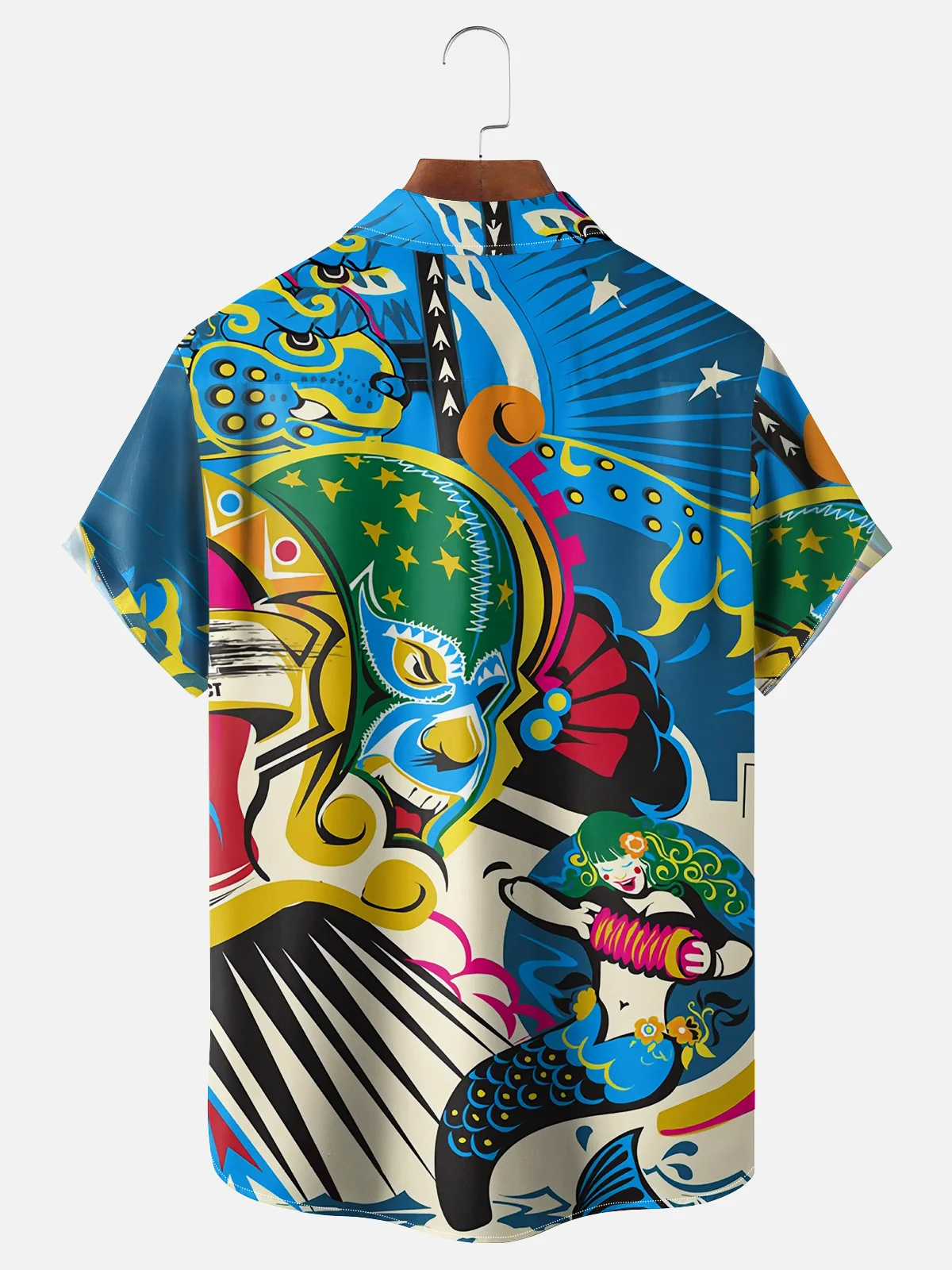 Moisture-wicking Mexican Wrestling Lucha Libre Chest Pocket Casual Shirt