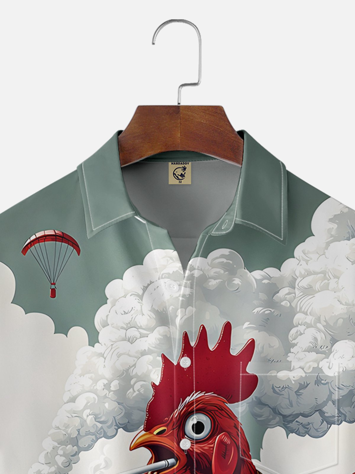 Moisture-wicking Beer Rooster Chest Pocket Hawaiian Shirt