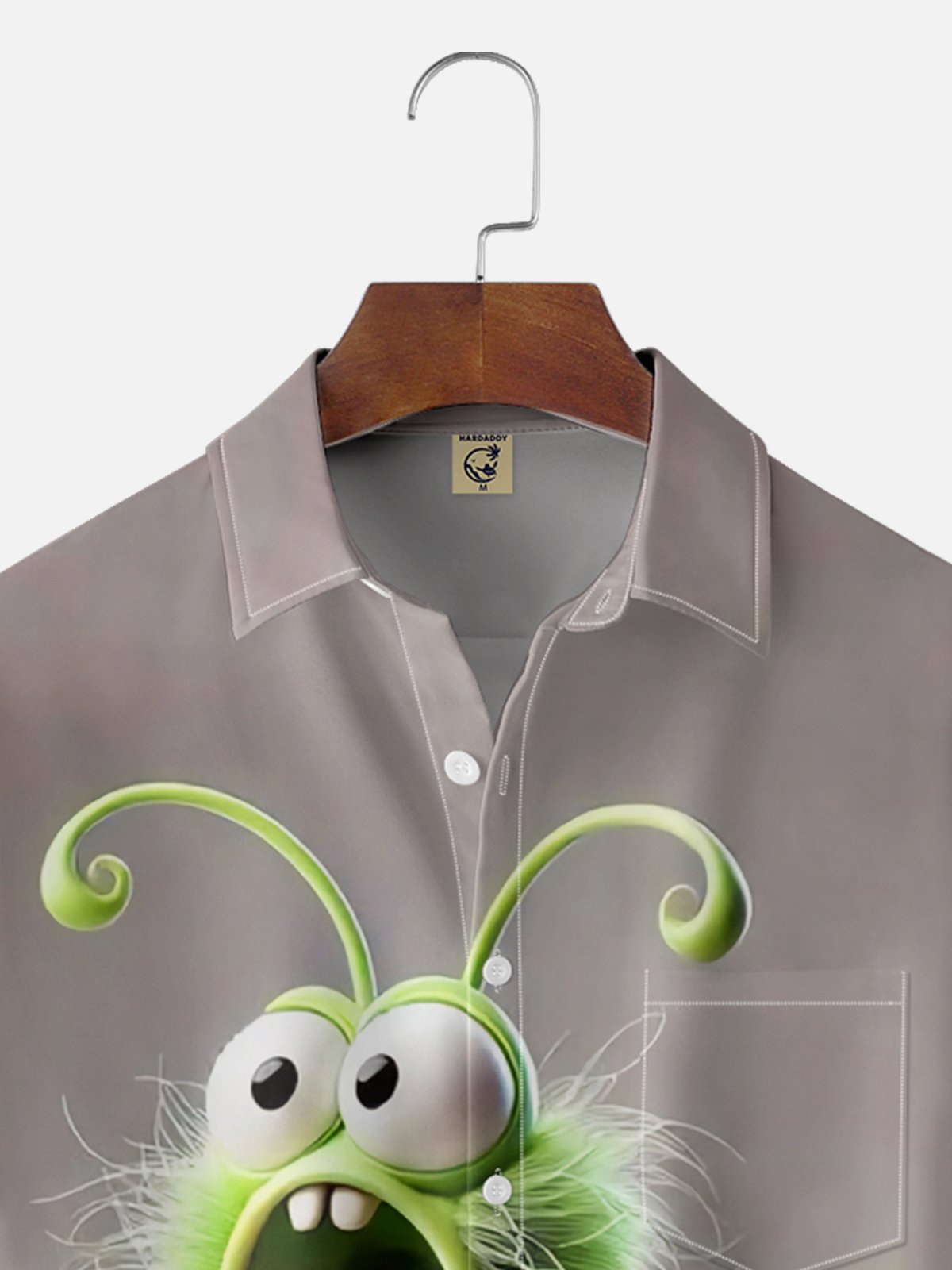 Moisture Wicking Abstract Fun Bug Chest Pocket Hawaiian Shirt