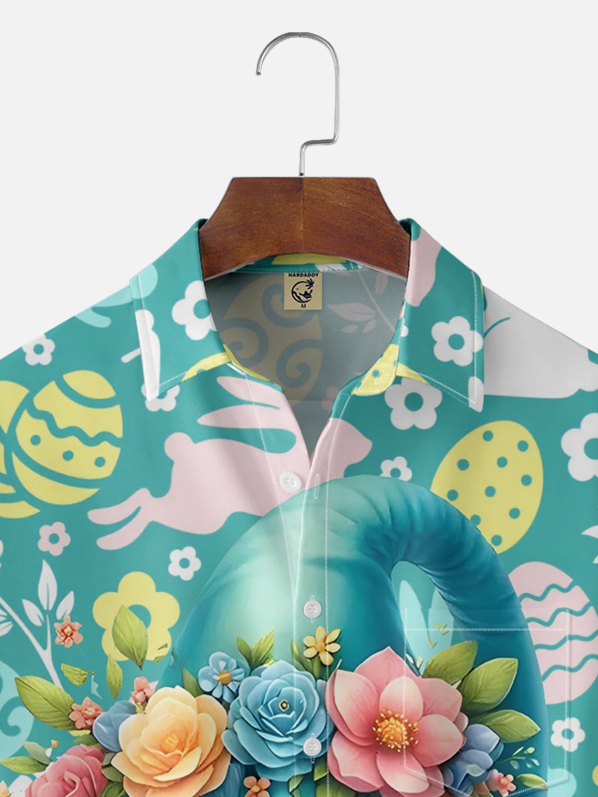 Moisture Wicking Easter Egg Bunny Gnome Chest Pocket Hawaiian Shirt