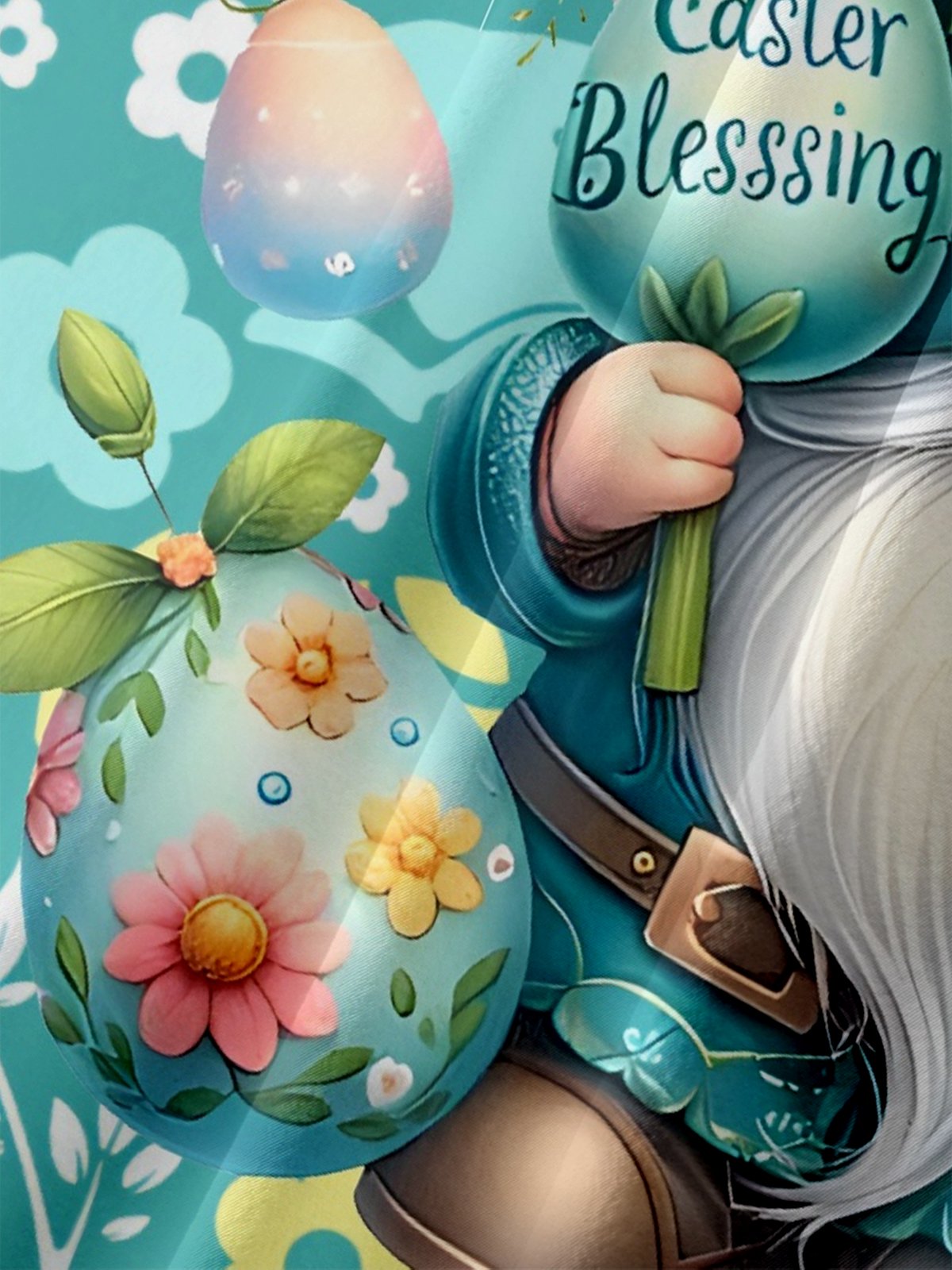 Moisture Wicking Easter Egg Bunny Gnome Chest Pocket Hawaiian Shirt