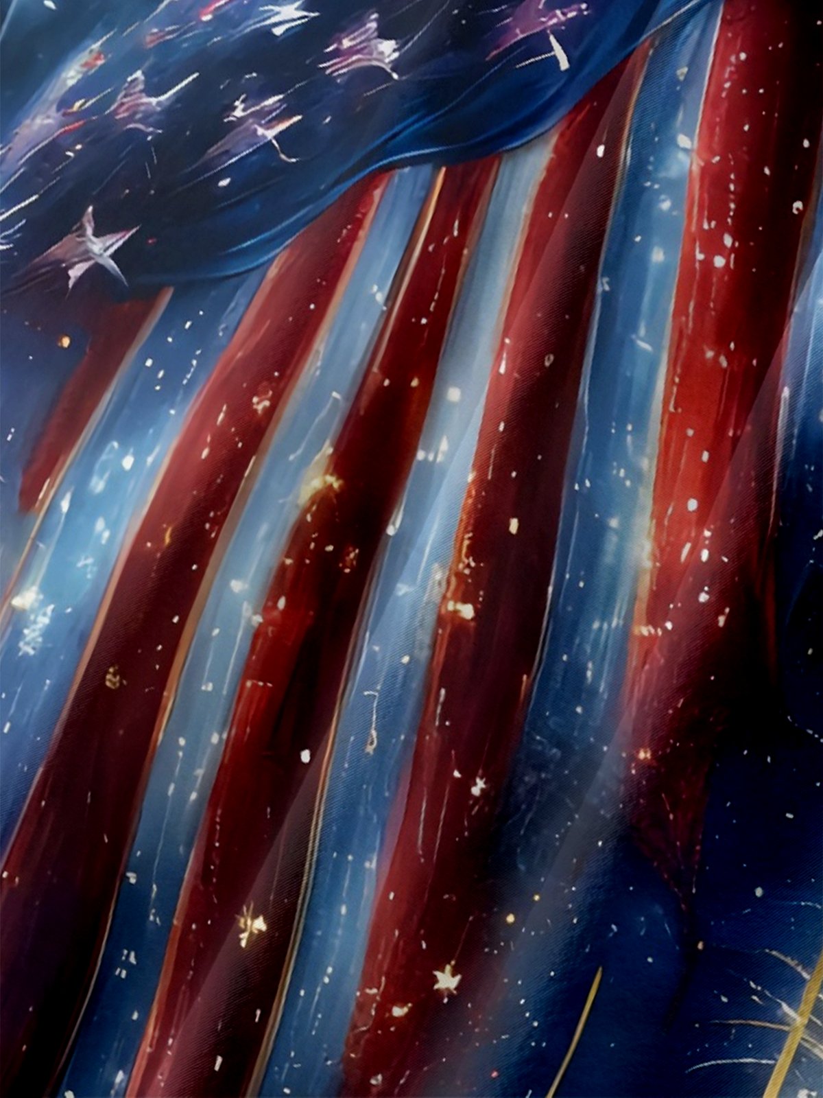 Moisture Wicking American Flag Fireworks Patriotic Chest Pocket Hawaiian Shirt