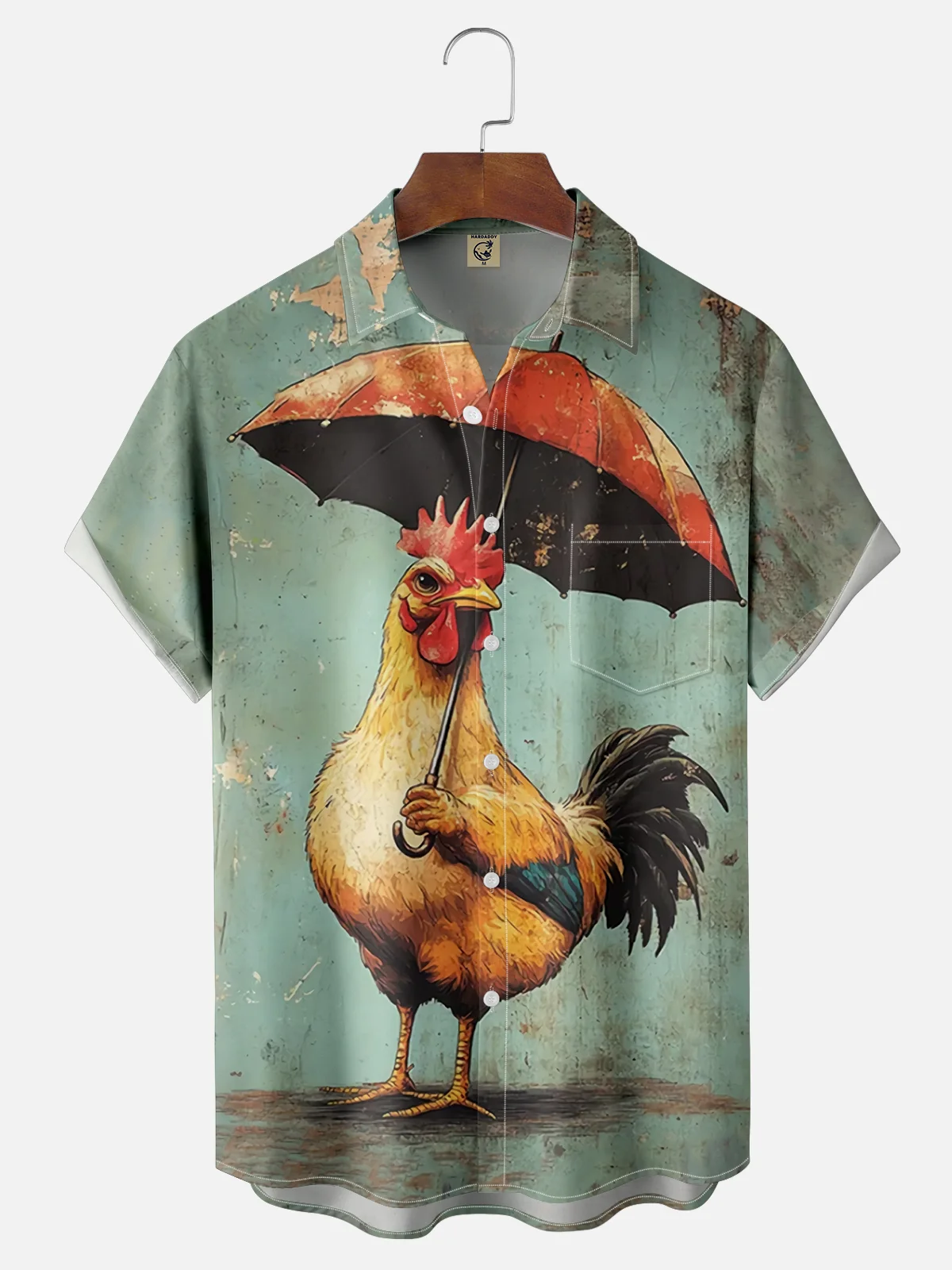 Moisture Wicking Umbrella Chicken Chest Pocket Hawaiian Shirt