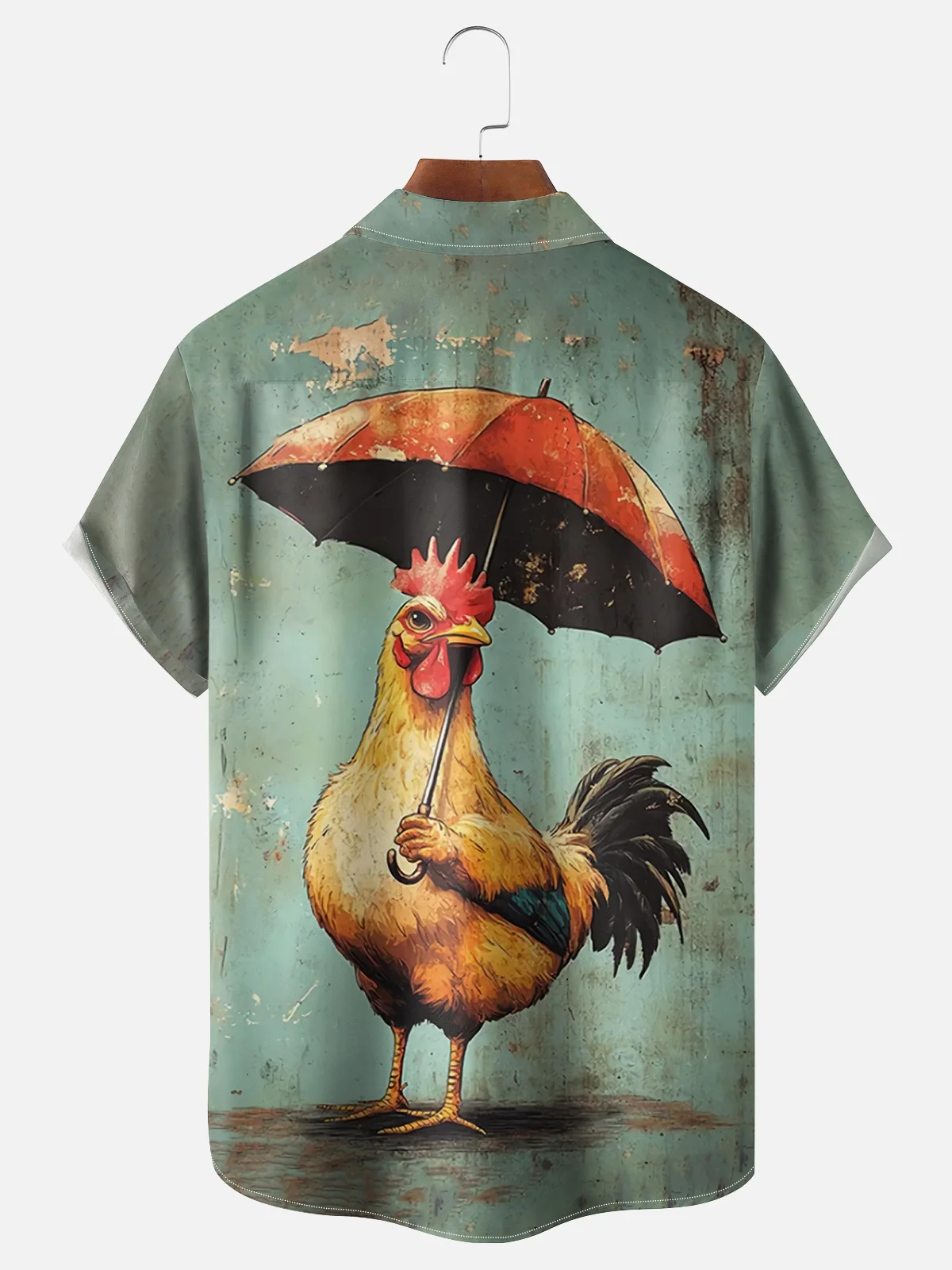Moisture Wicking Umbrella Chicken Chest Pocket Hawaiian Shirt