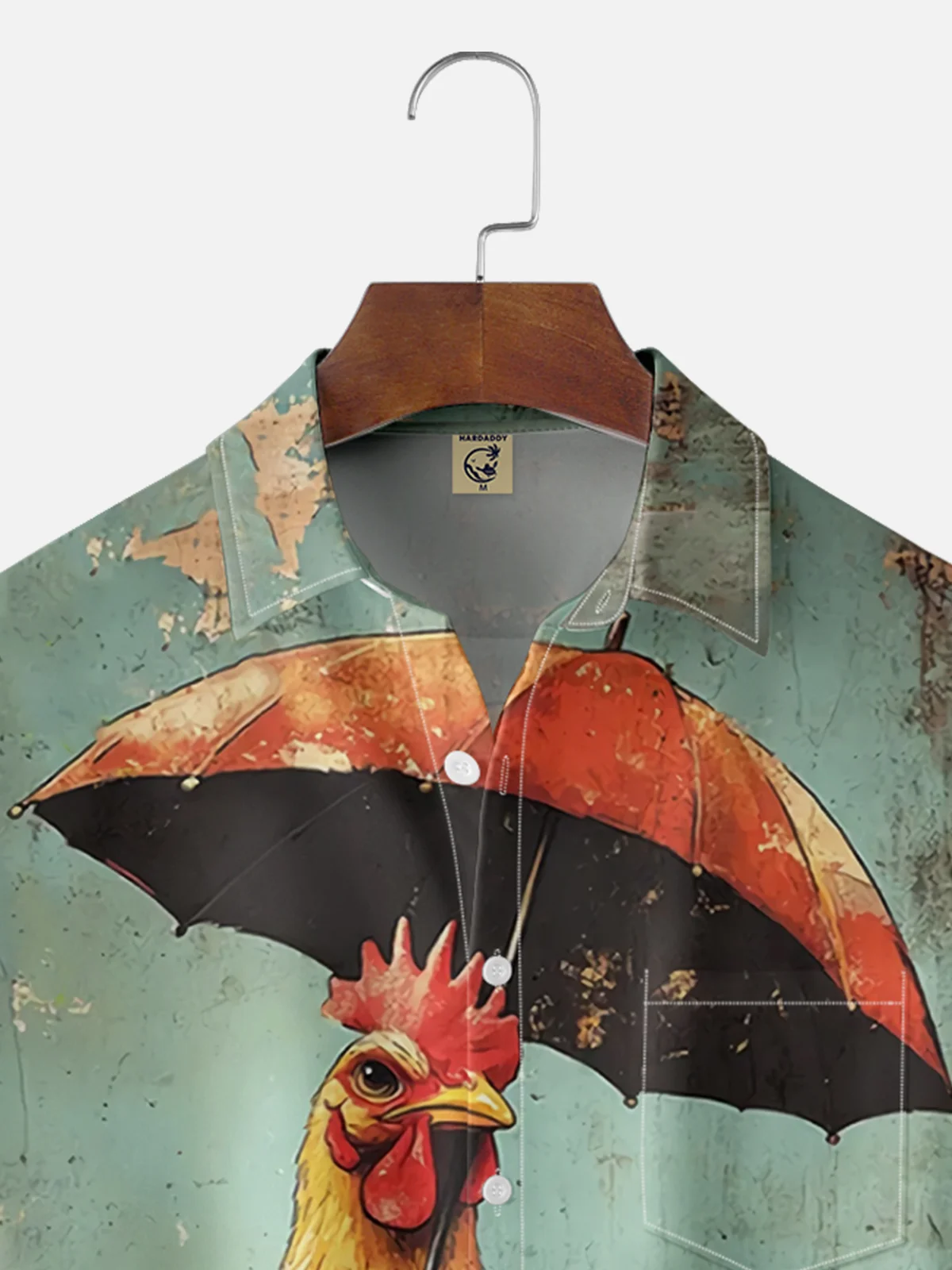 Moisture Wicking Umbrella Chicken Chest Pocket Hawaiian Shirt