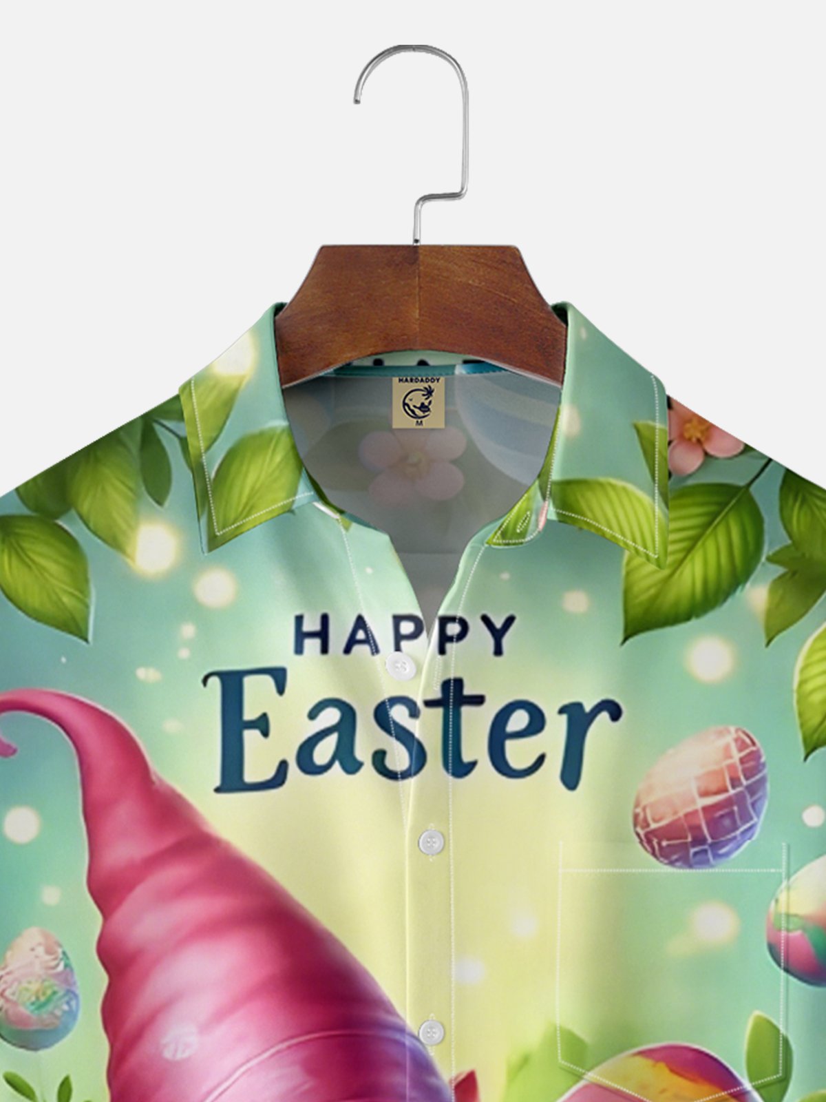 Moisture Wicking Easter Gnome Egg Chest Pocket Hawaiian Shirt