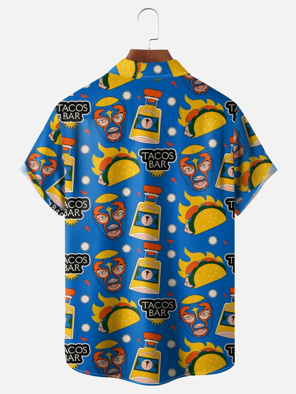 Moisture Wicking Taco Burrito Wrestling Mask Chest Pocket Hawaiian Shirt