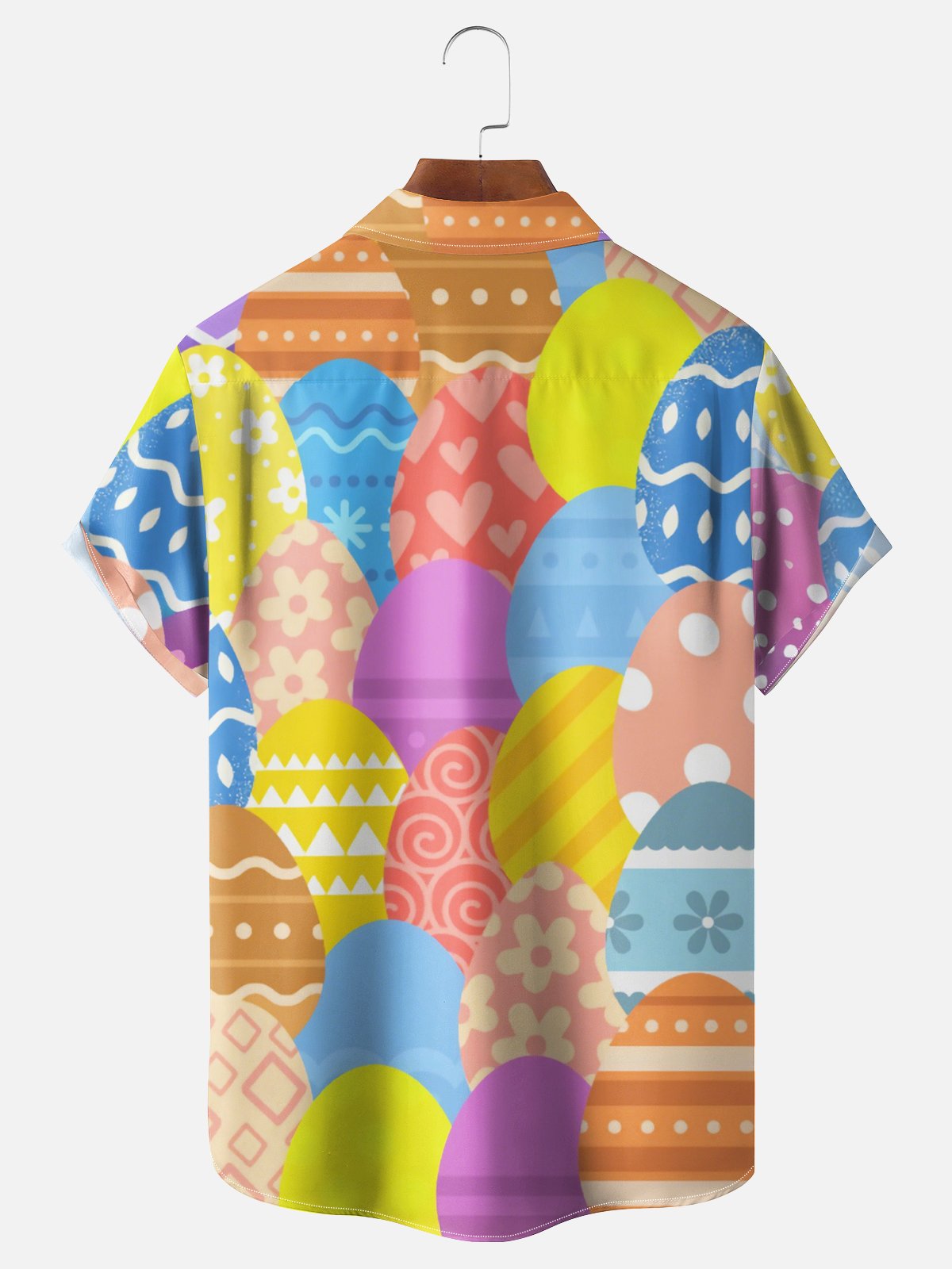Moisture Wicking Easter Bunny Egg Dinosaur Chest Pocket Hawaiian Shirt