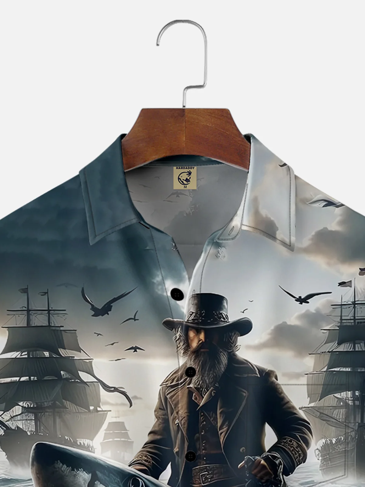 Moisture-wicking Wicked Shark Pirate Art Chest Pocket Casual Shirt