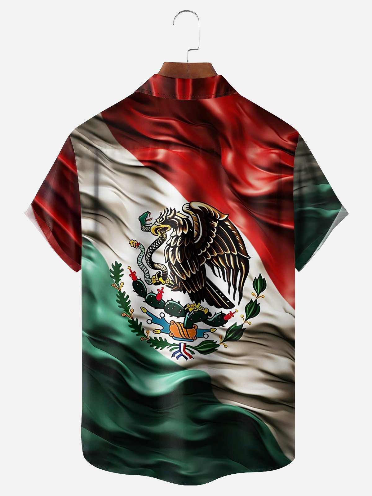 Moisture-wicking Cinco de Mayo Mexican Flag Art Chest Pocket Casual Shirt